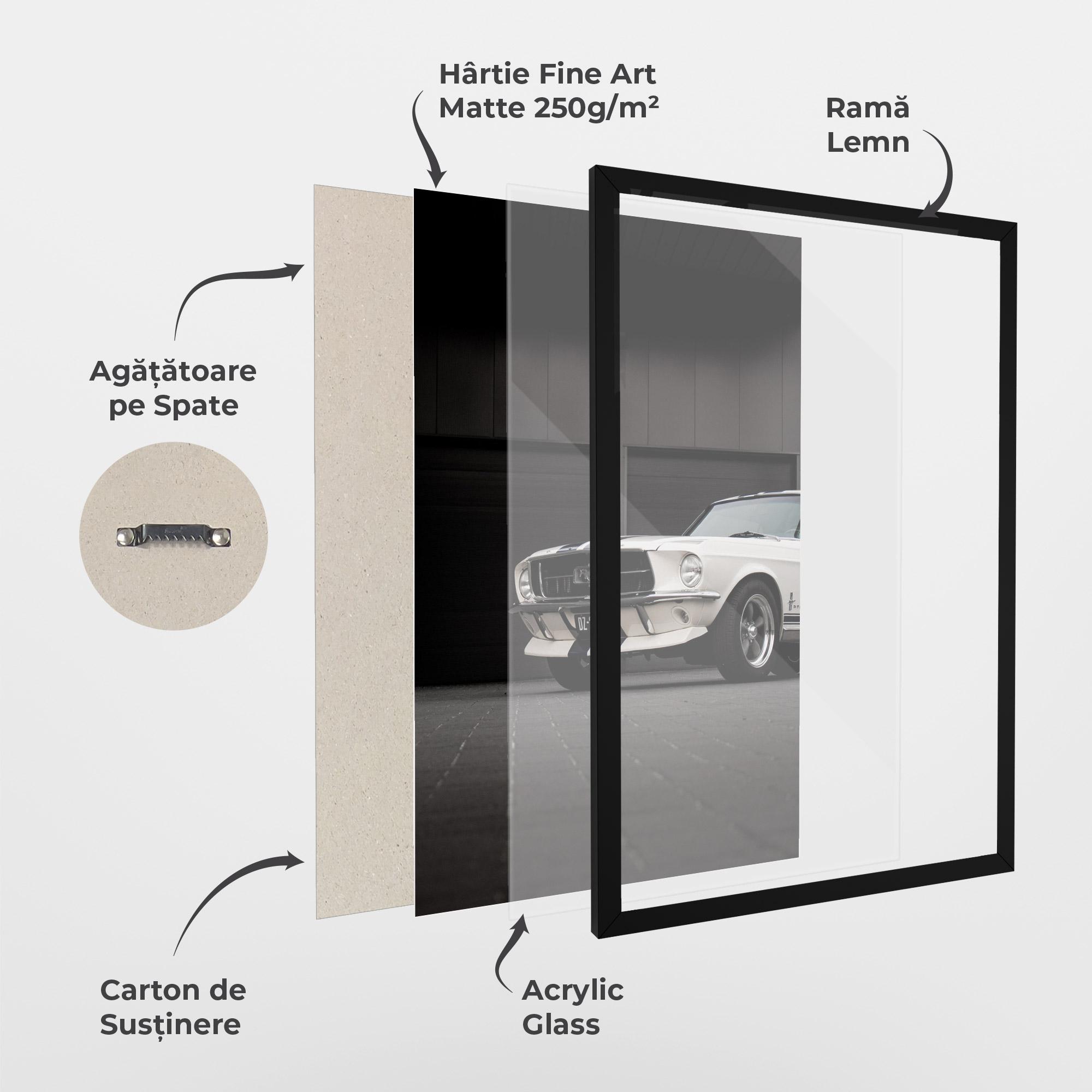 Poster Înrămat White Vintage Car mockup 1