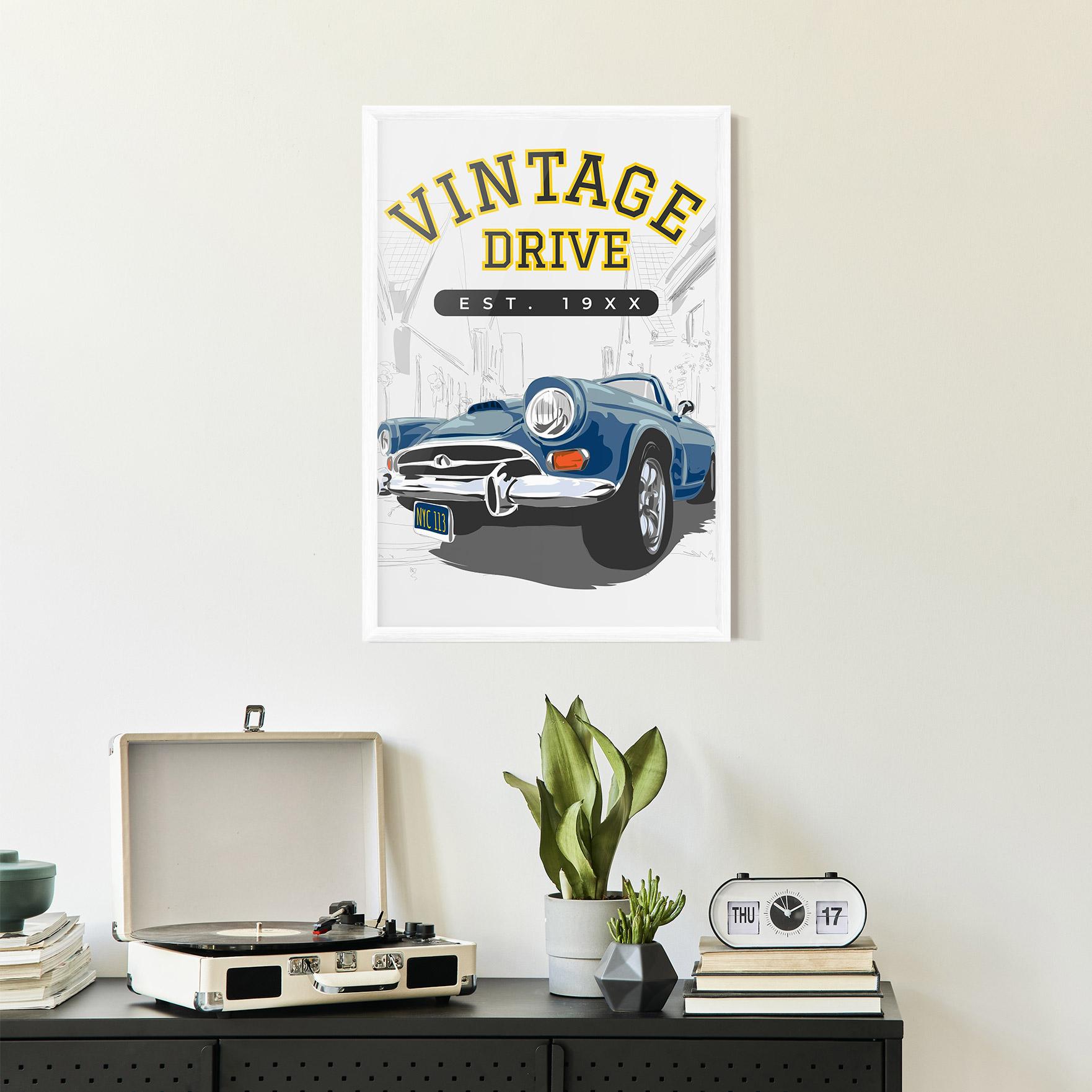 Poster Înrămat Vintage Drive mockup 2