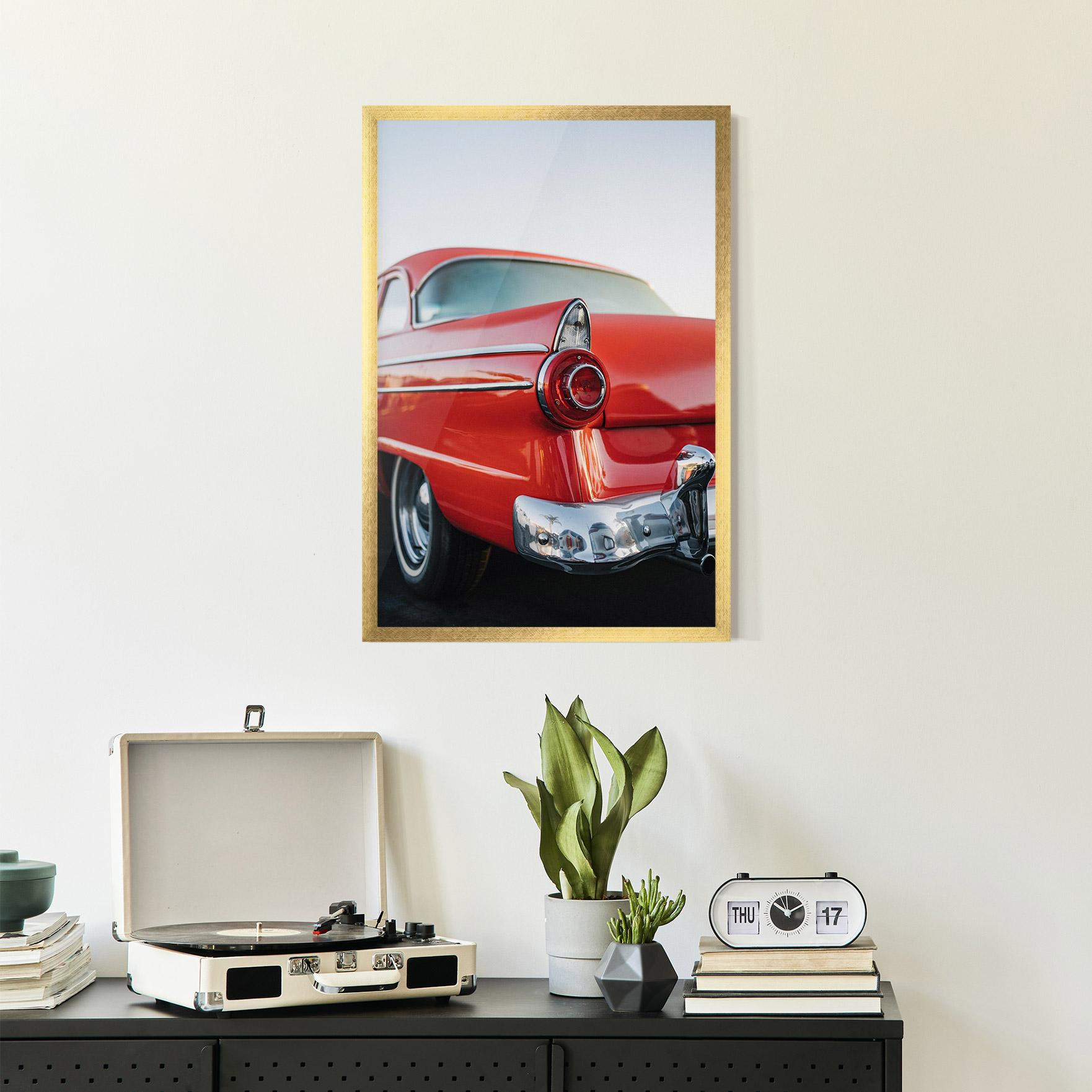 Poster Înrămat Car Classic Red mockup 2
