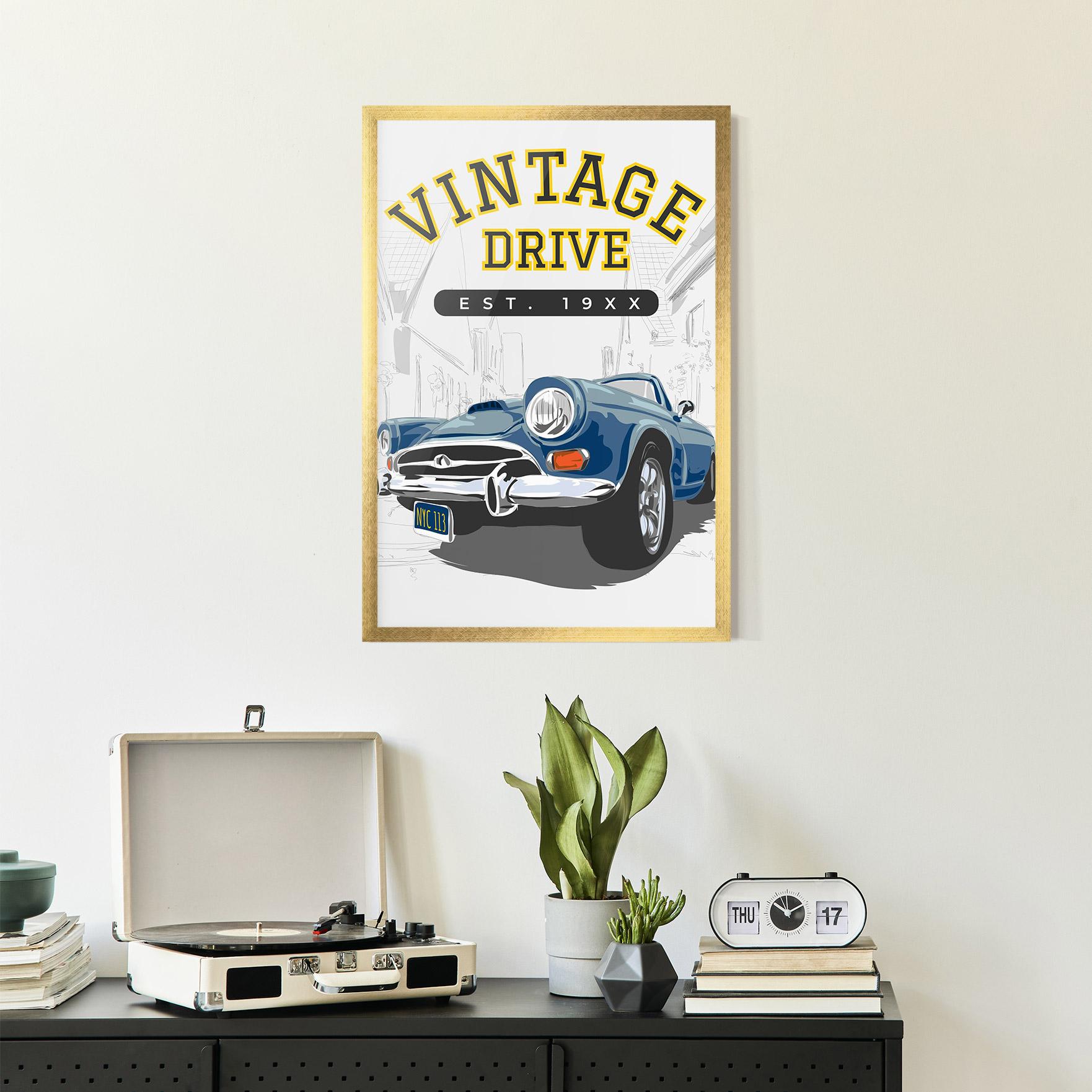 Poster Înrămat Vintage Drive mockup 2