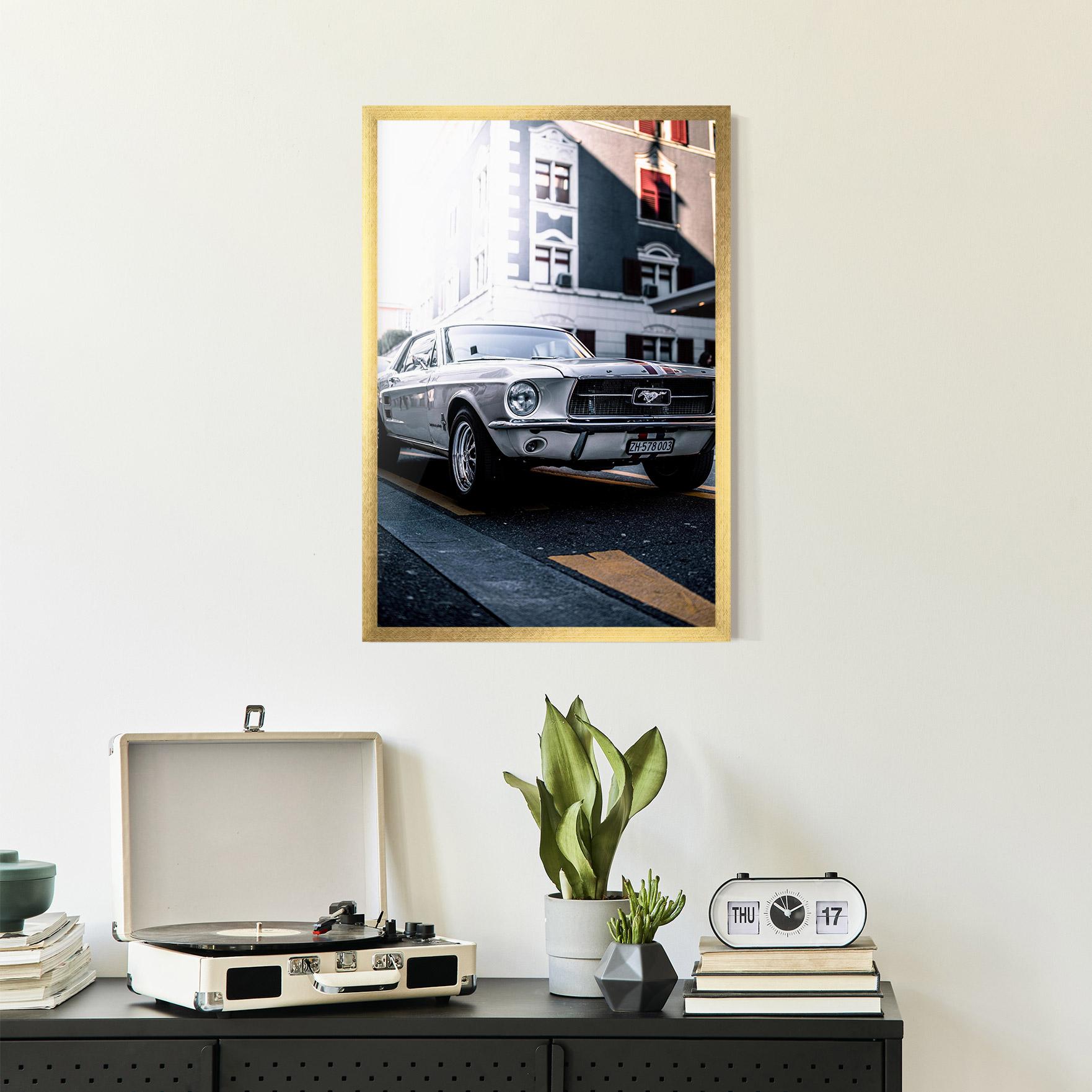 Poster Înrămat Vintage White Car mockup 2