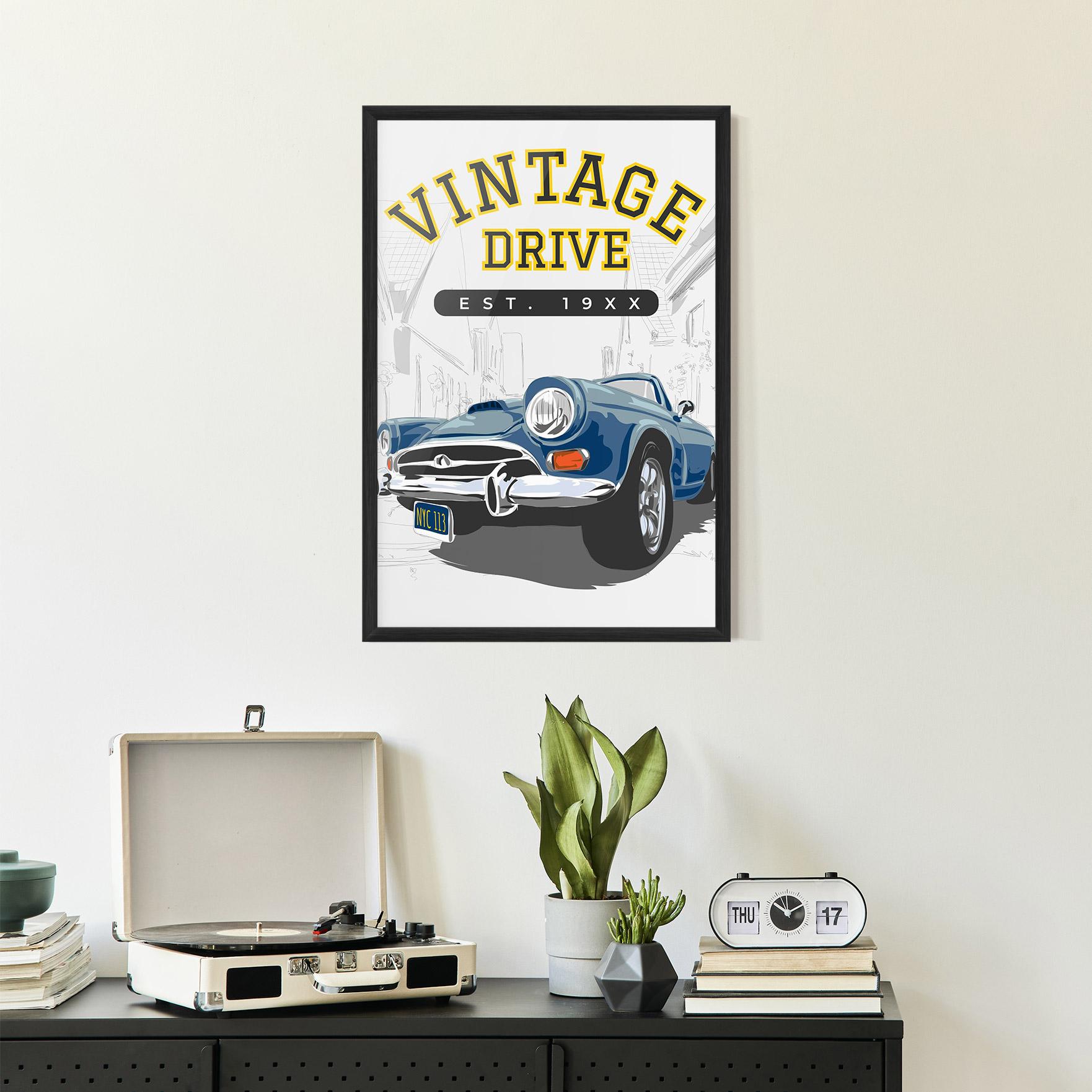 Poster Înrămat Vintage Drive mockup 2