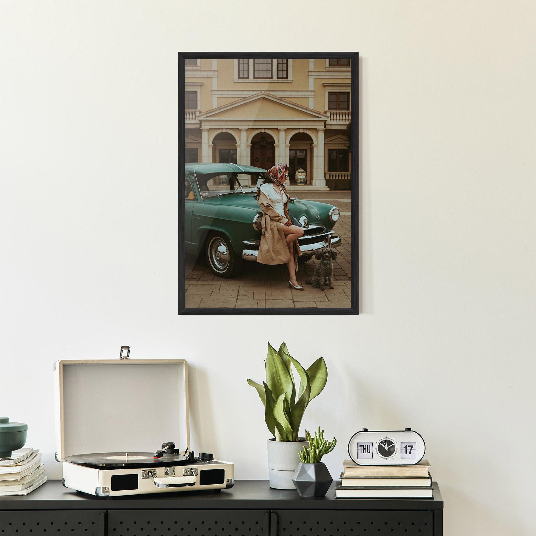 Poster Înrămat Vintage Lady Car mockup 2
