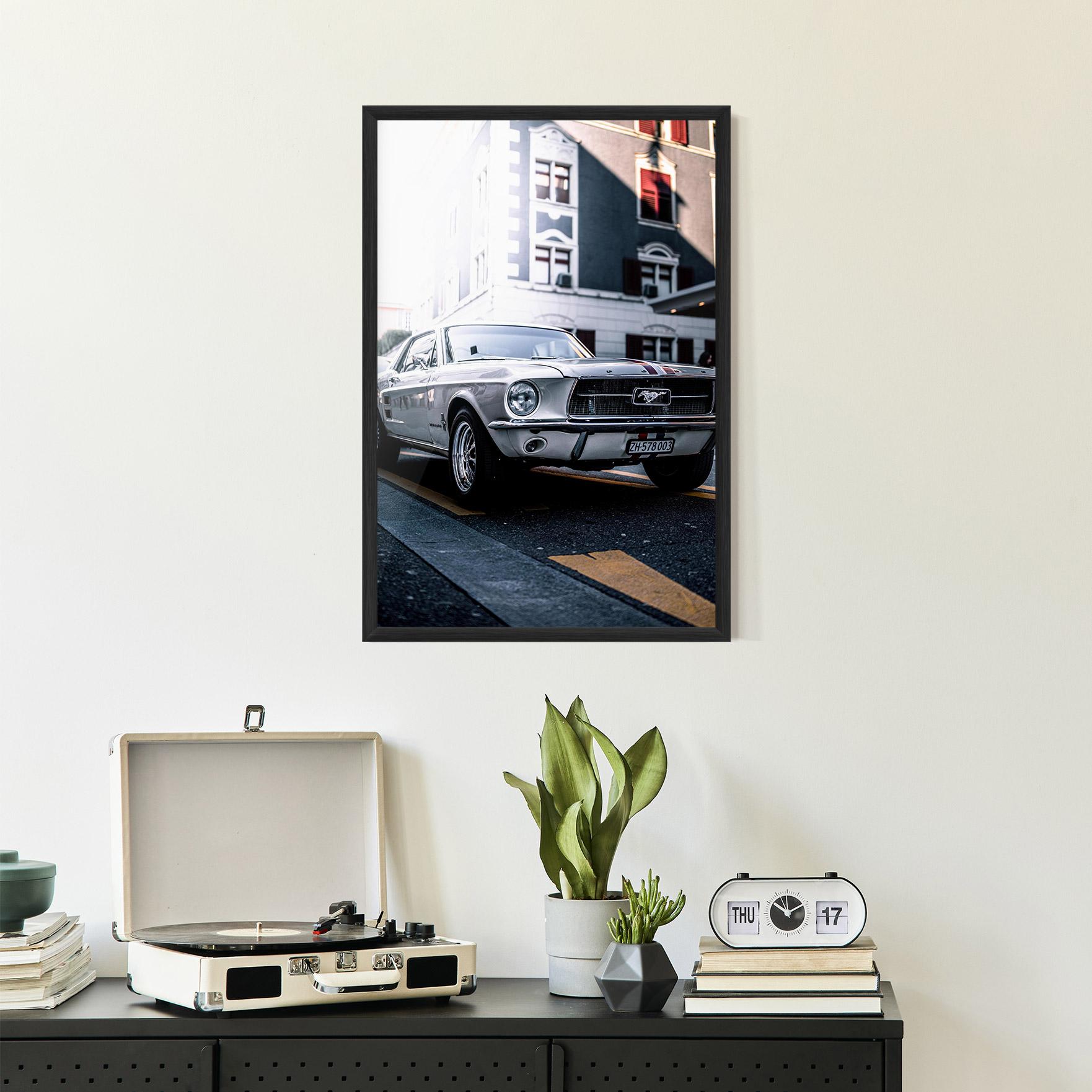 Poster Înrămat Vintage White Car mockup 2