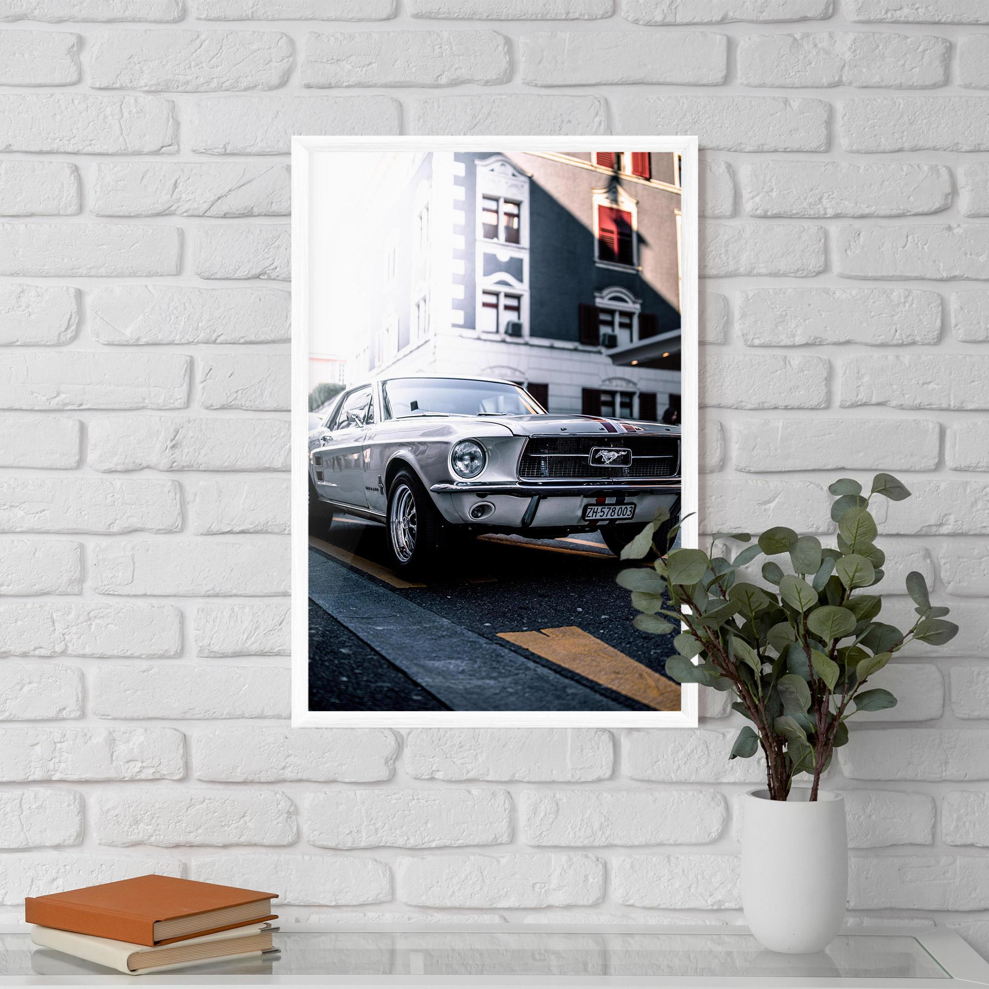 Poster Înrămat Vintage White Car mockup 5