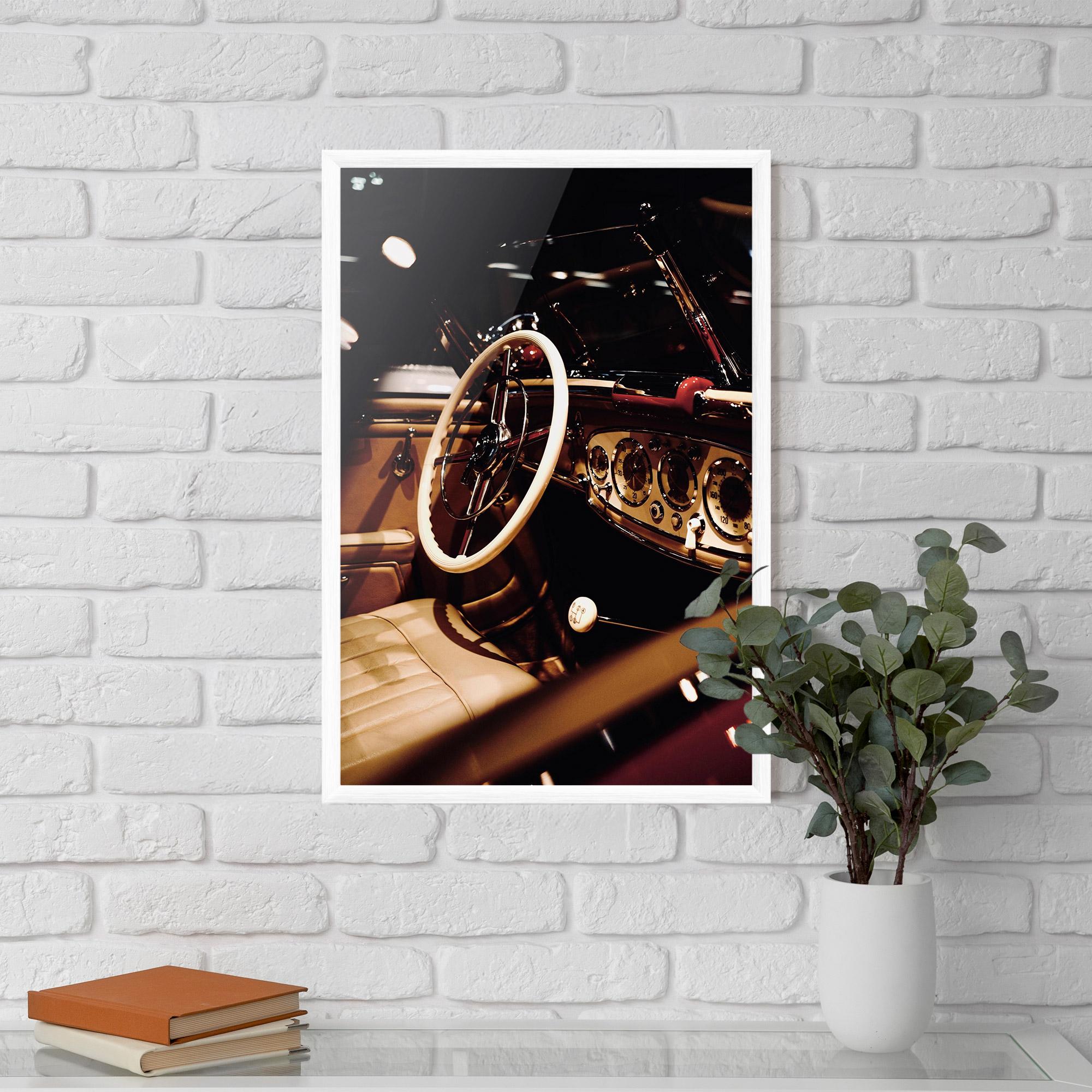 Poster Înrămat White Steering Wheel mockup 5