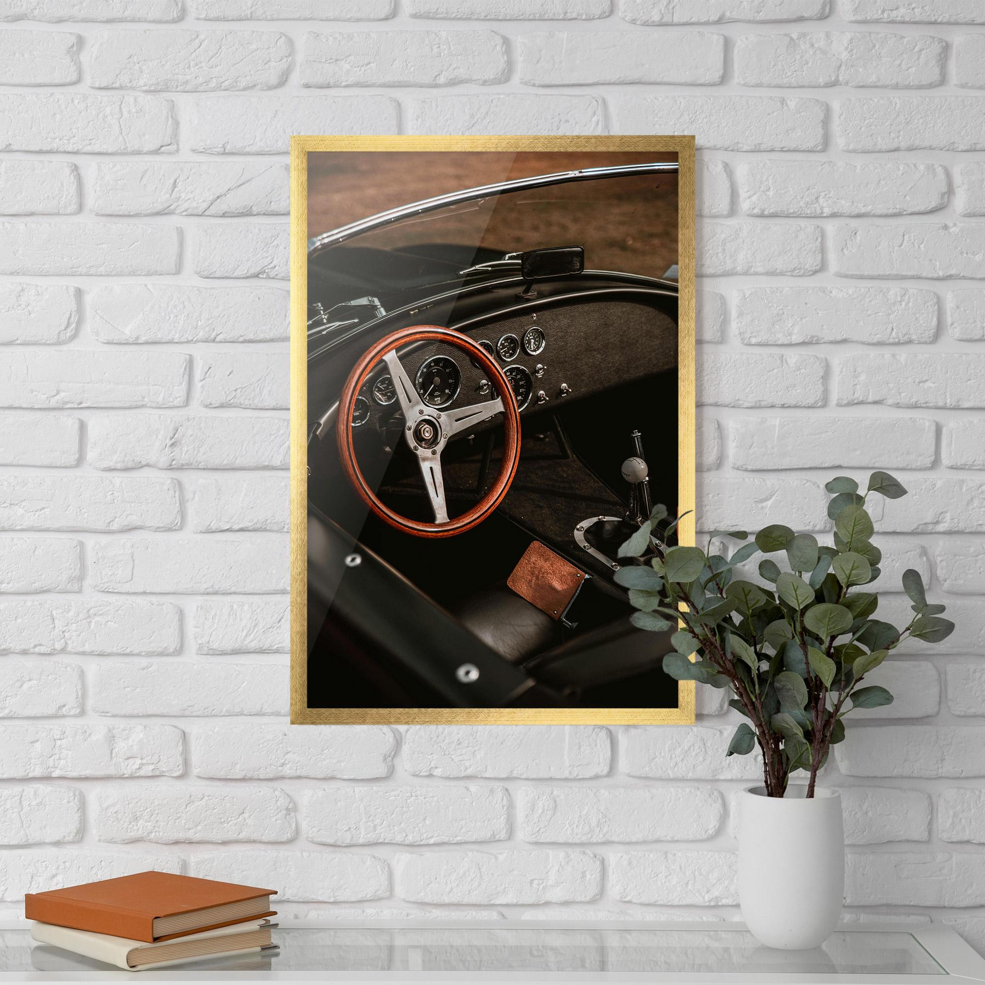 Poster Înrămat Orange Steering Wheel mockup 5