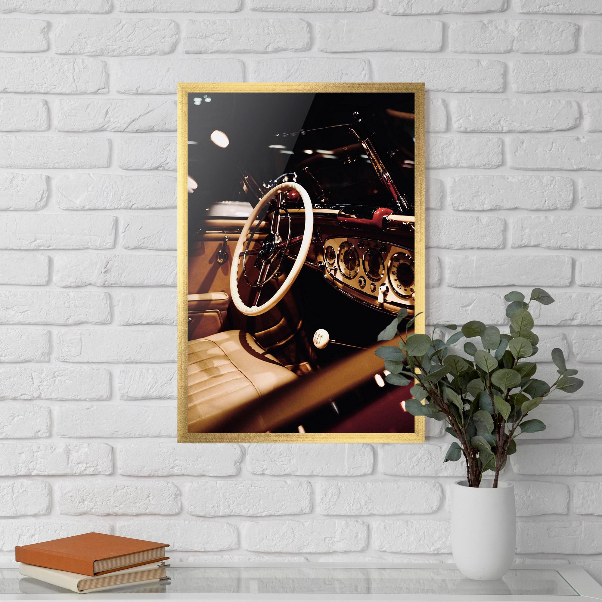 Poster Înrămat White Steering Wheel mockup 5