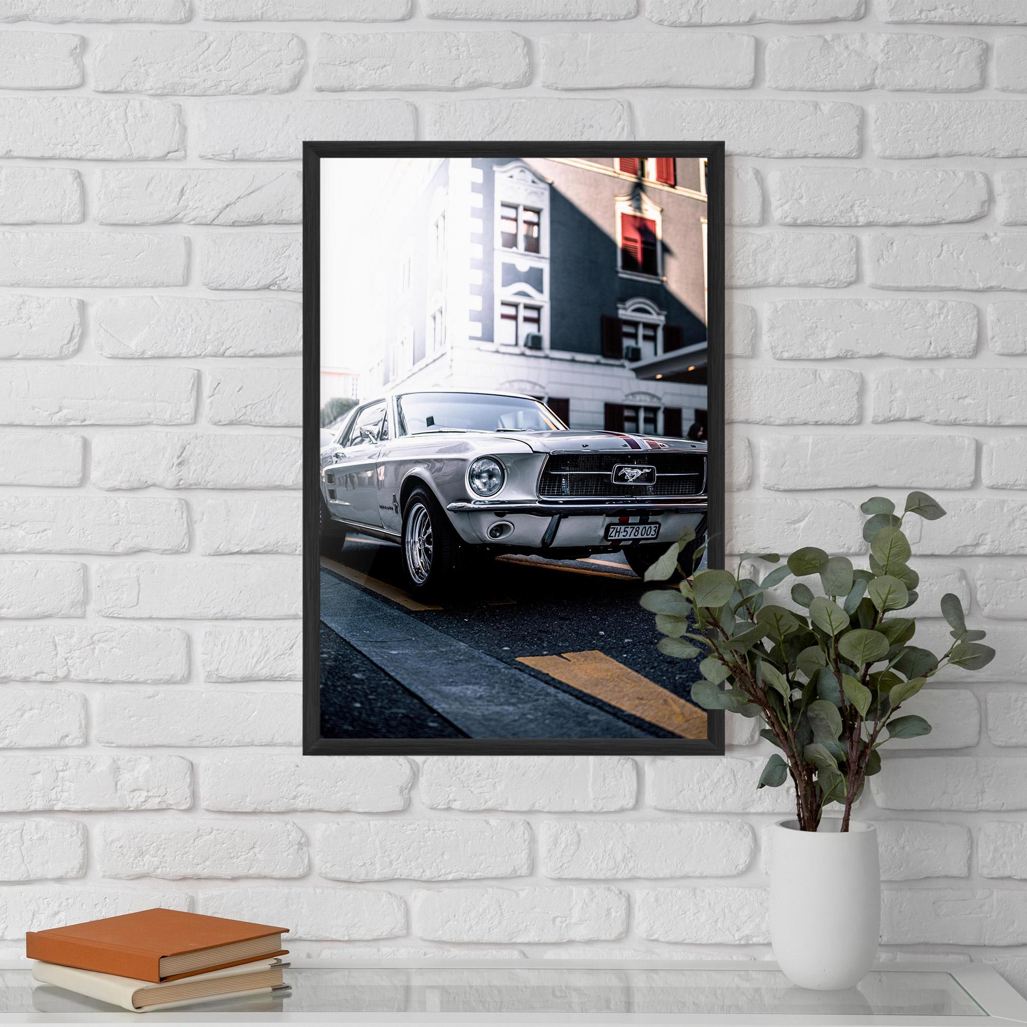 Poster Înrămat Vintage White Car mockup 5