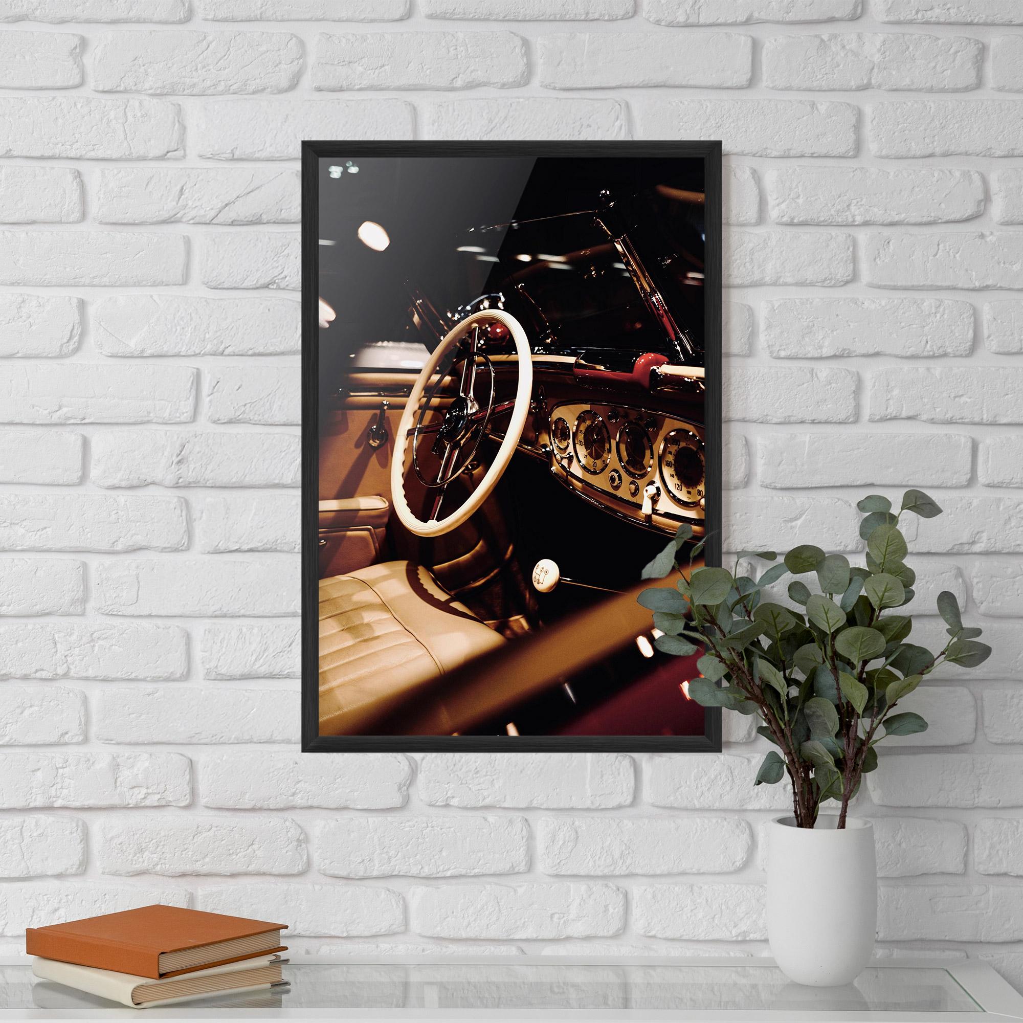 Poster Înrămat White Steering Wheel mockup 5