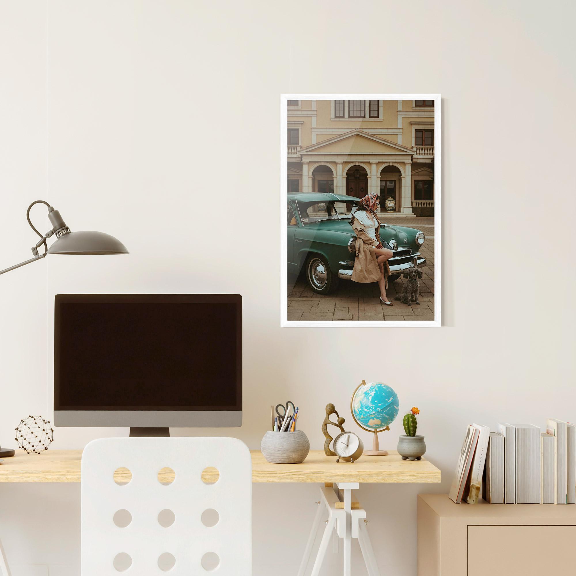 Poster Înrămat Vintage Lady Car mockup 6