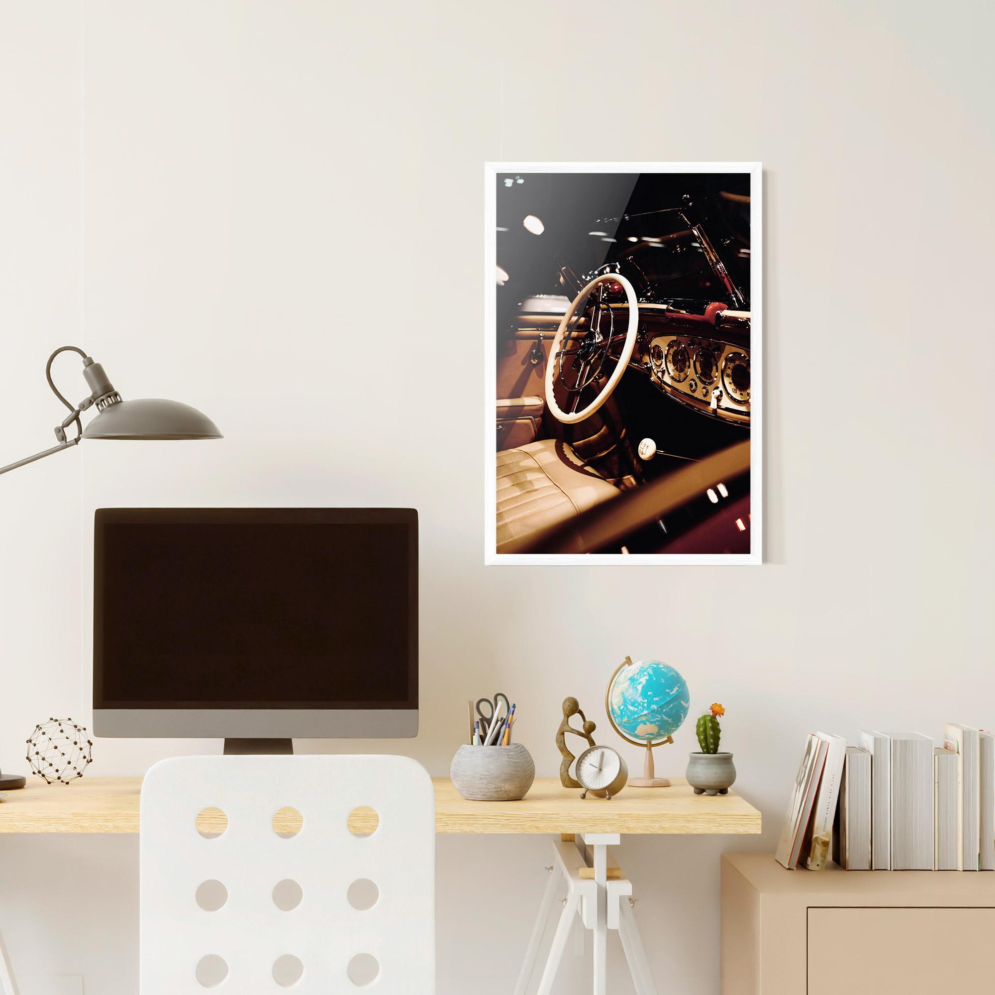 Poster Înrămat White Steering Wheel mockup 6