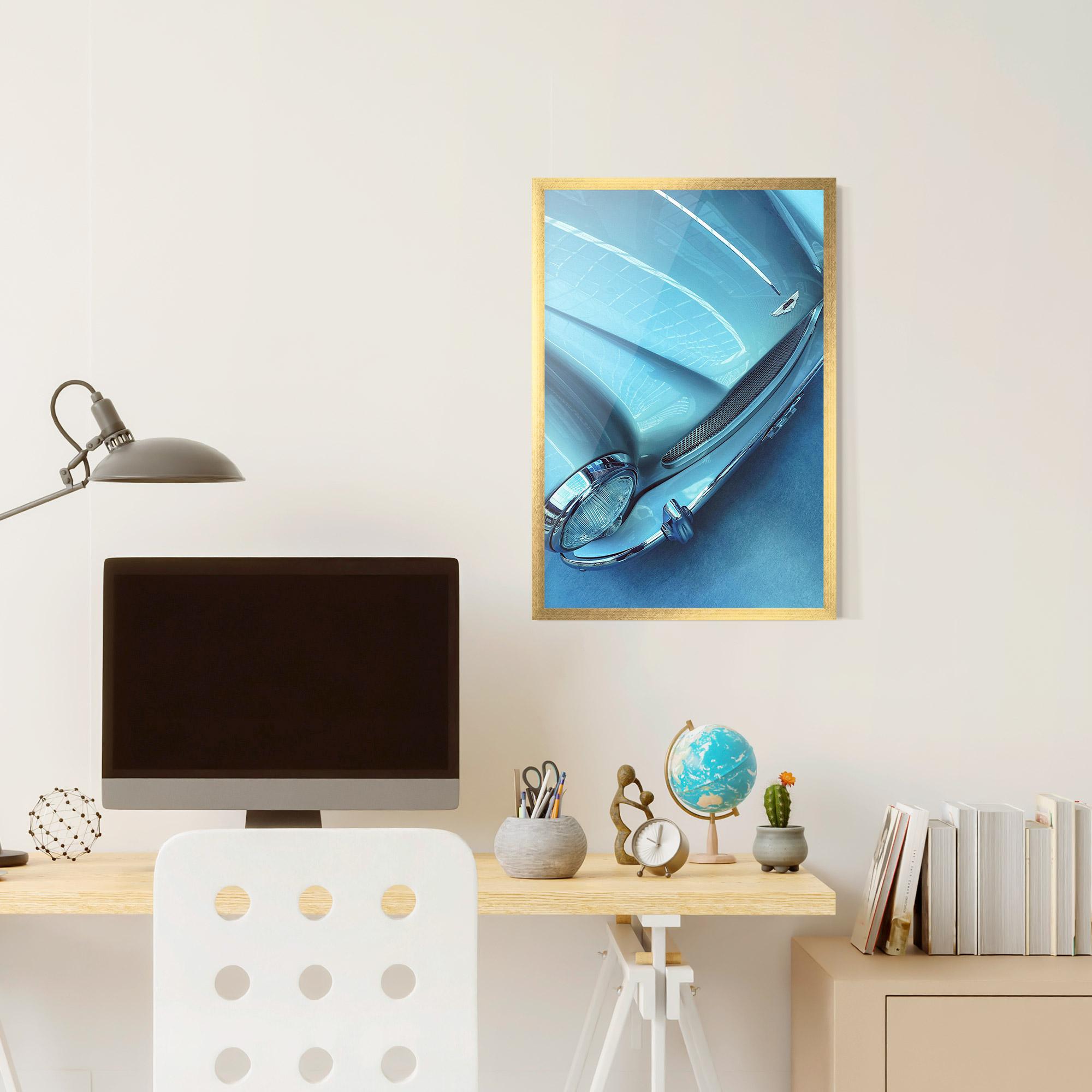 Poster Înrămat Blue Light Car mockup 6