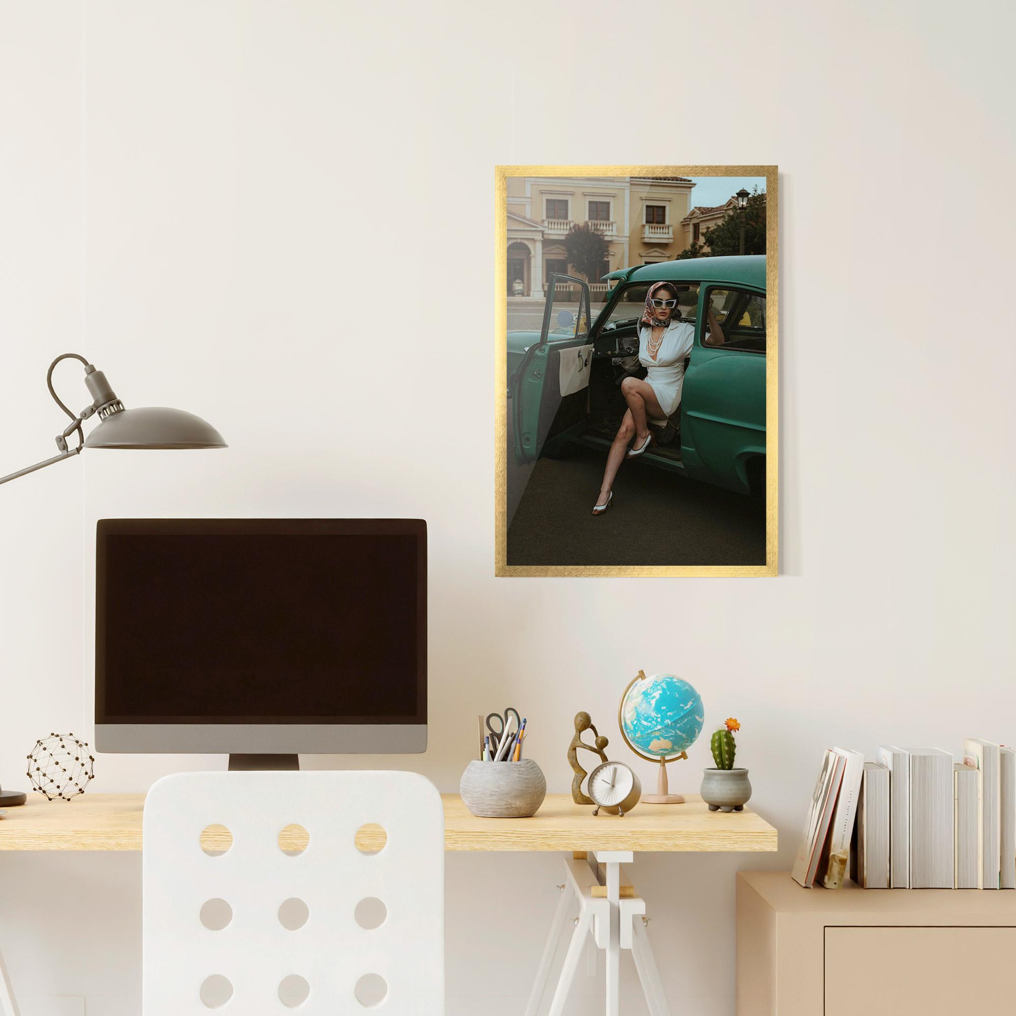 Poster Înrămat Lady Vintage Cat mockup 6