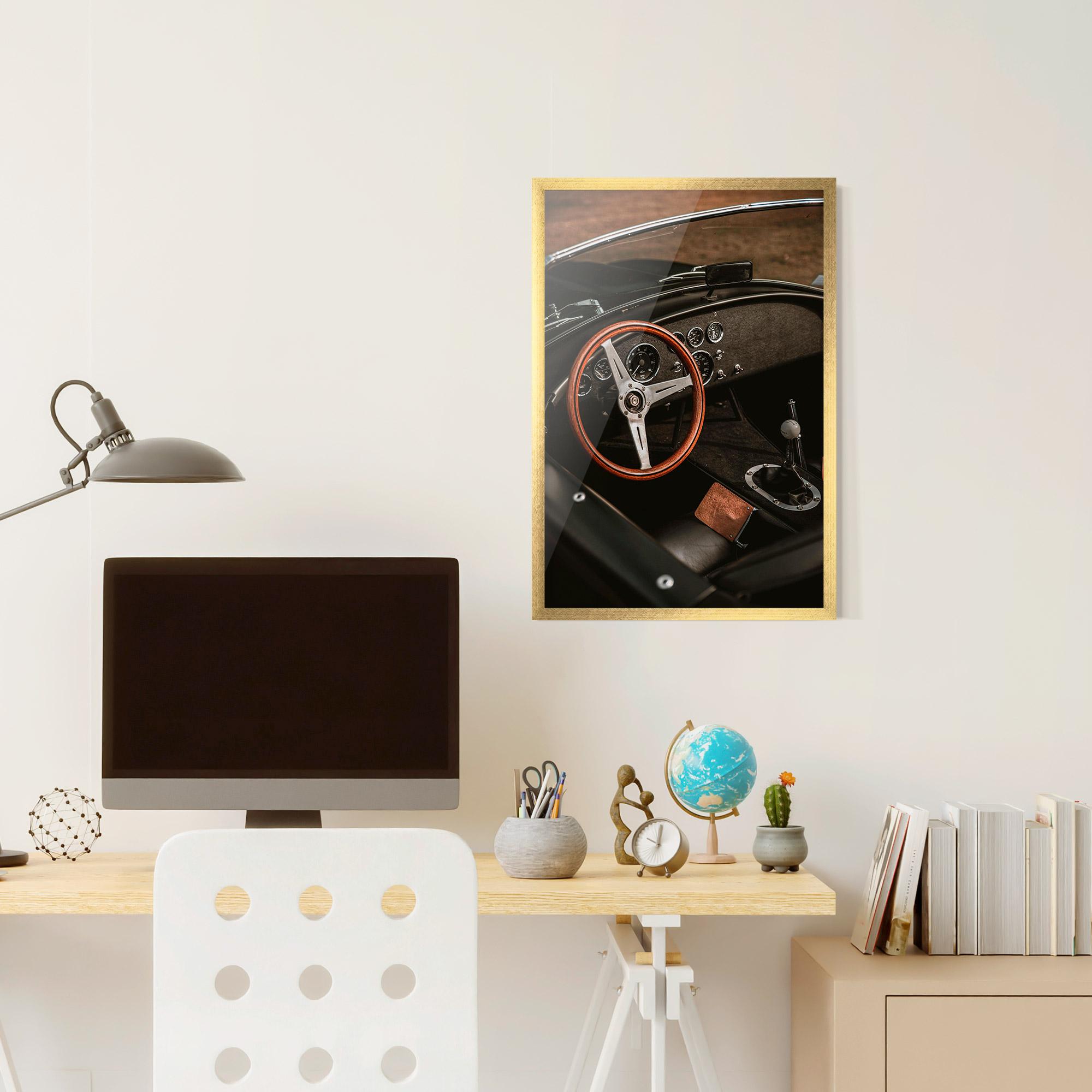 Poster Înrămat Orange Steering Wheel mockup 6