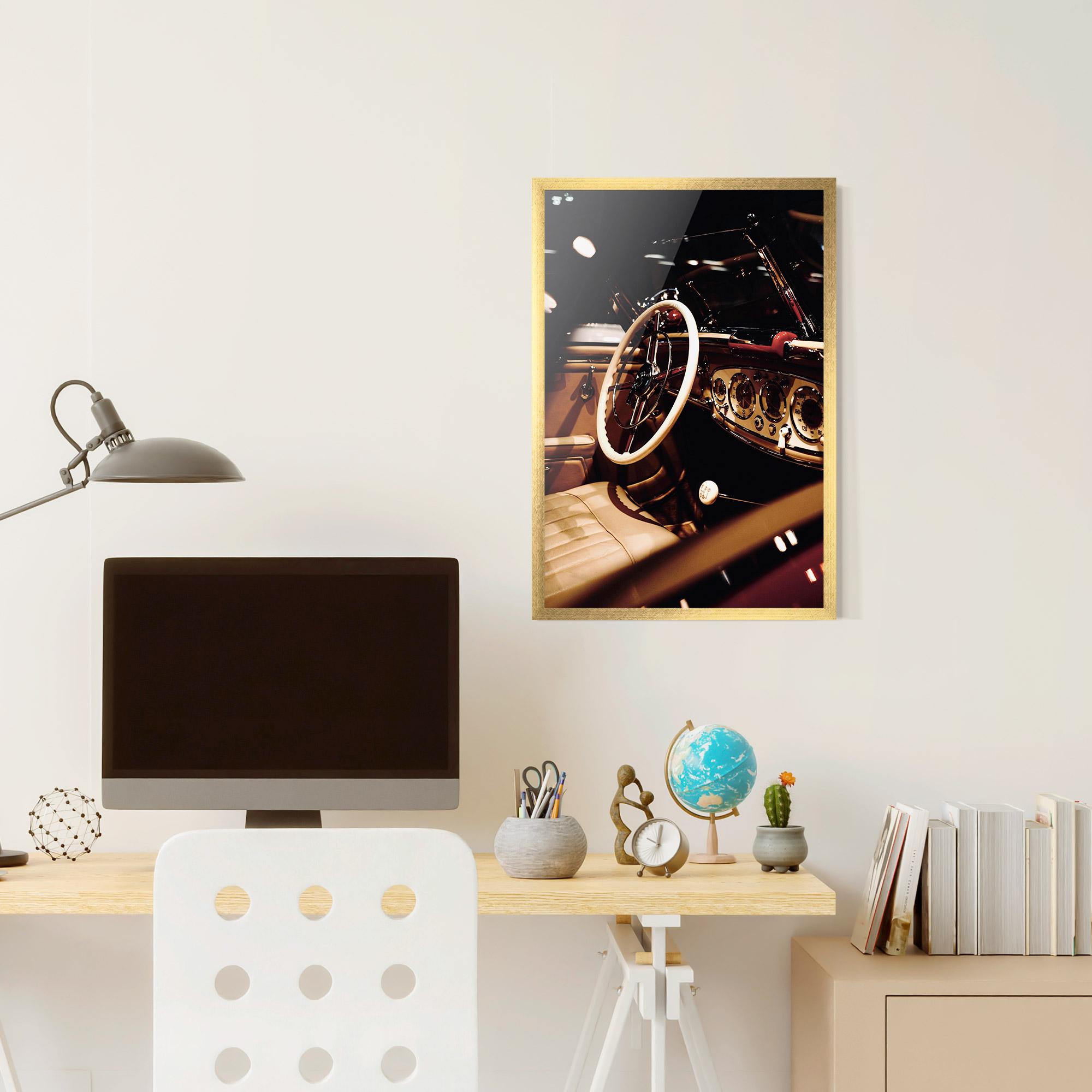 Poster Înrămat White Steering Wheel mockup 6