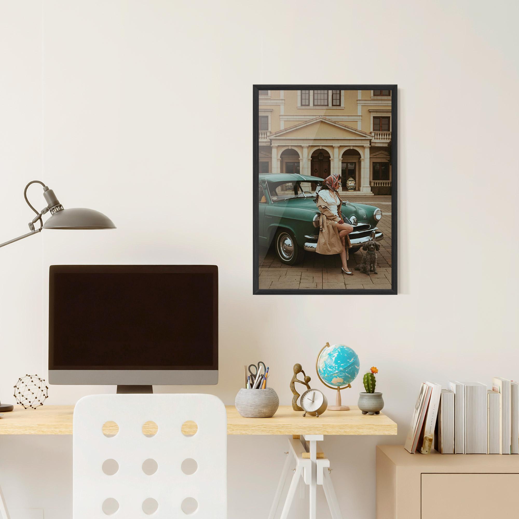 Poster Înrămat Vintage Lady Car mockup 6