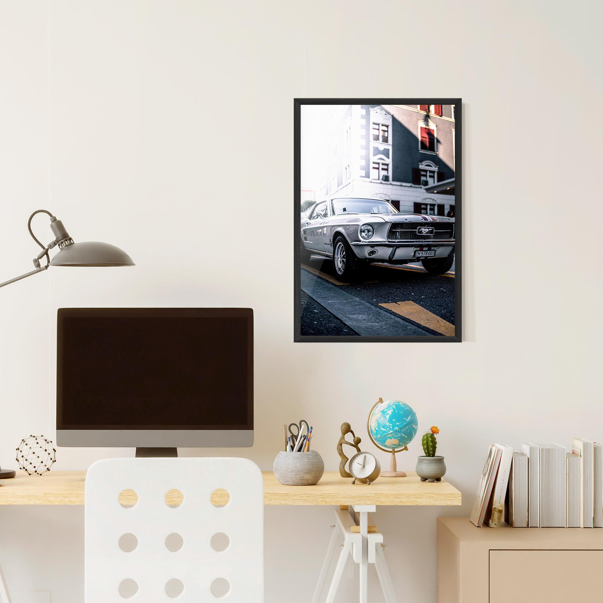 Poster Înrămat Vintage White Car mockup 6