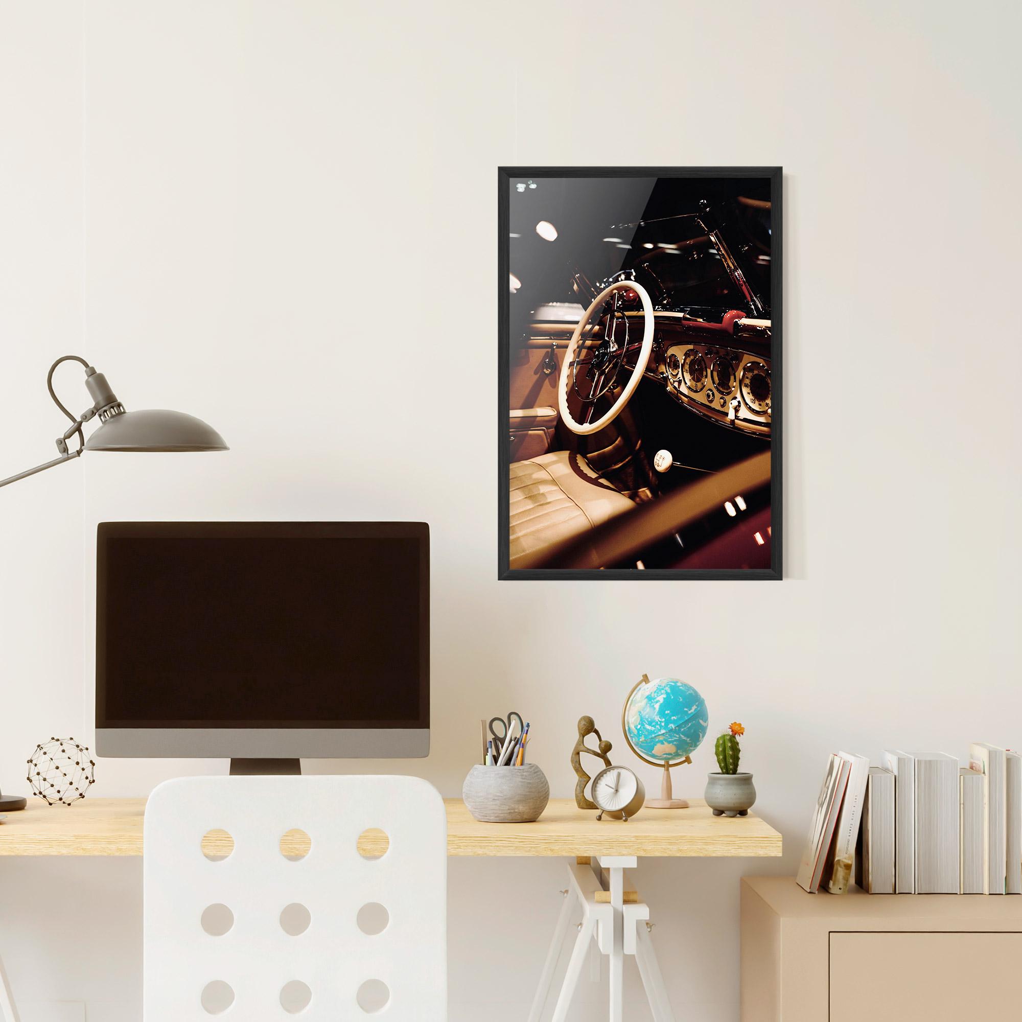 Poster Înrămat White Steering Wheel mockup 6