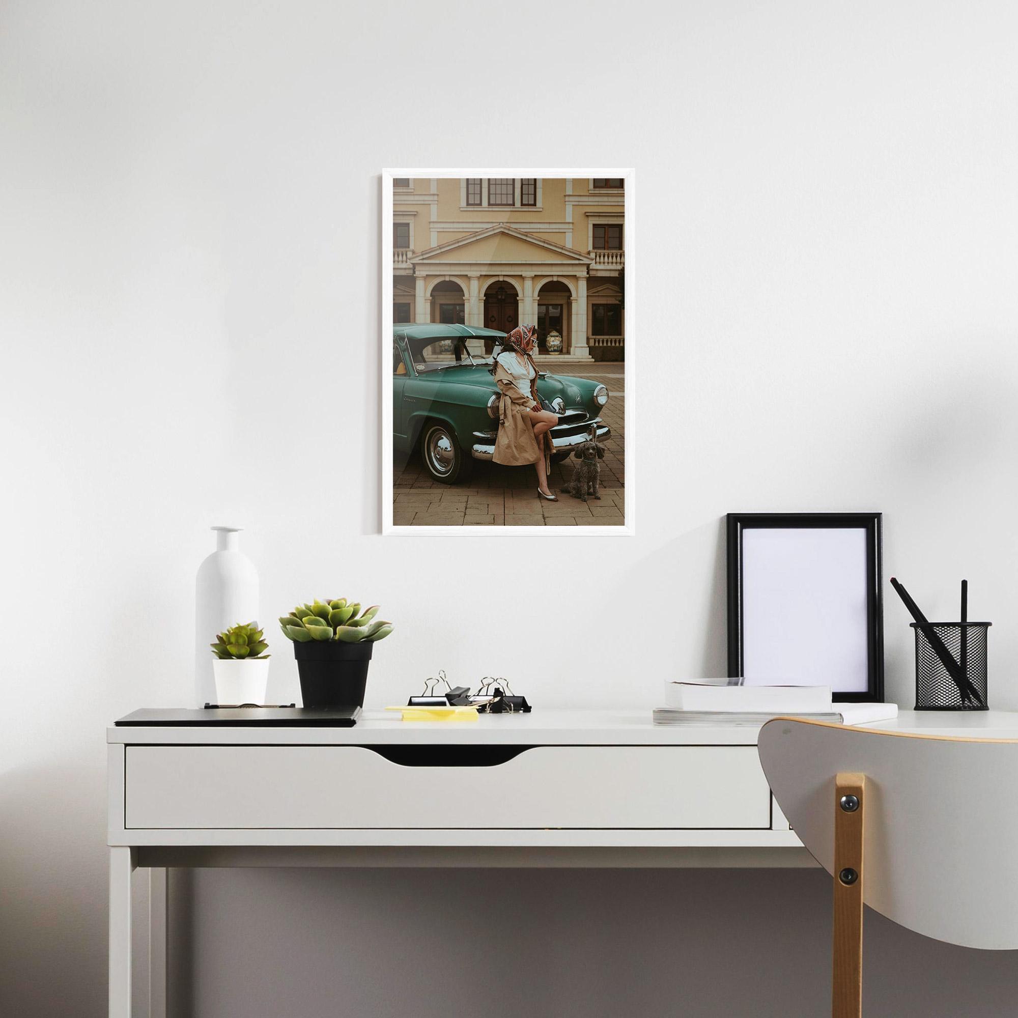 Poster Înrămat Vintage Lady Car mockup 7