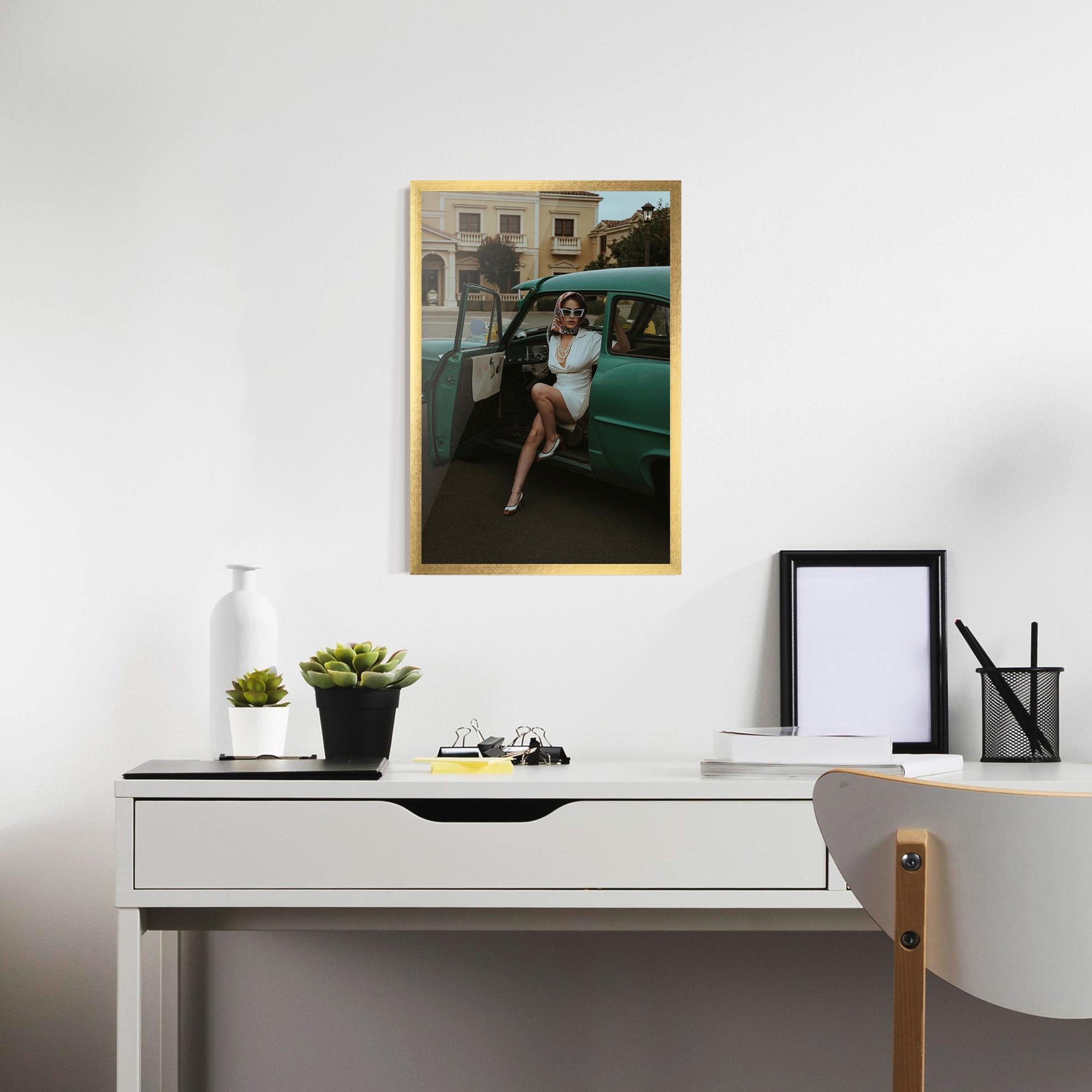 Poster Înrămat Lady Vintage Cat mockup 7