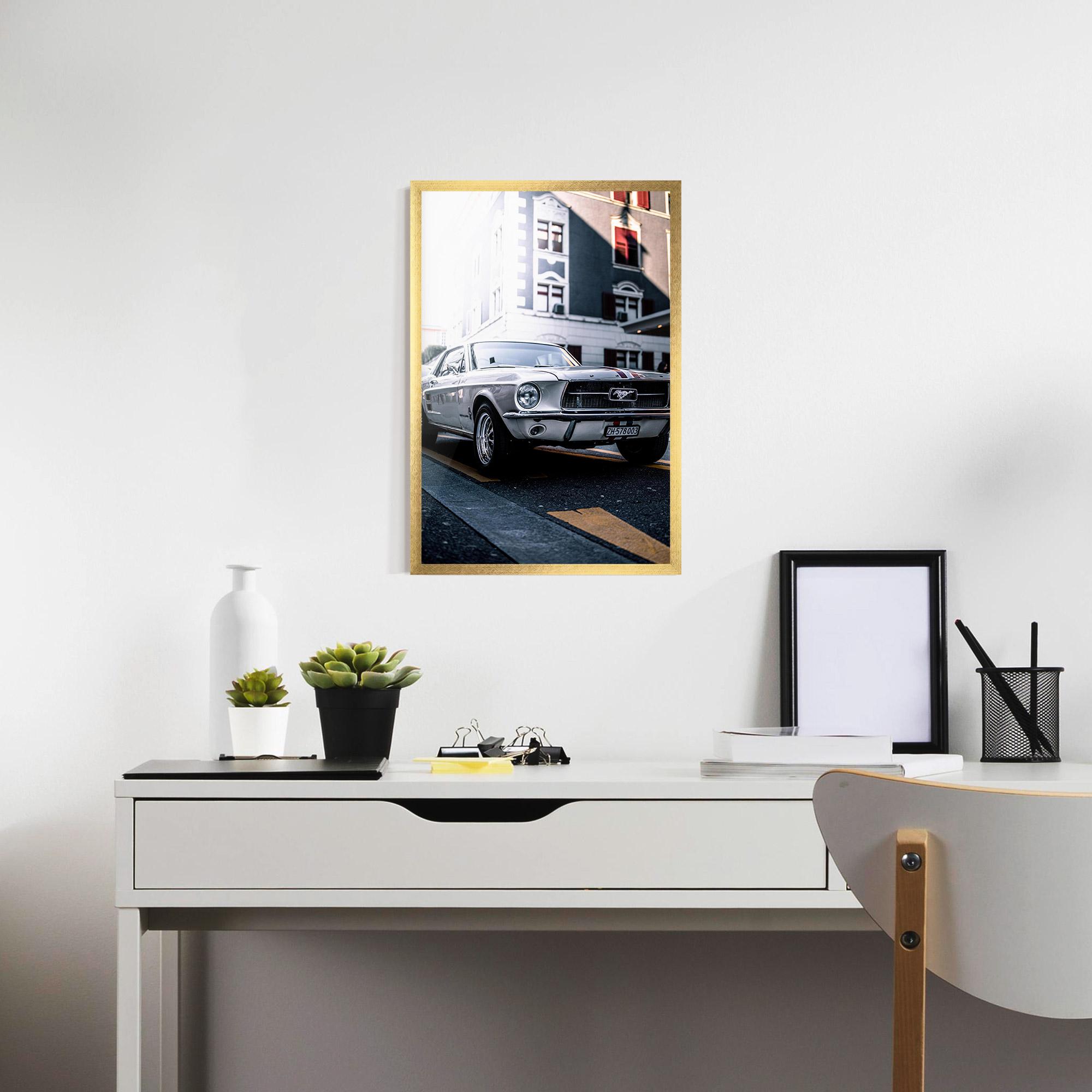 Poster Înrămat Vintage White Car mockup 7