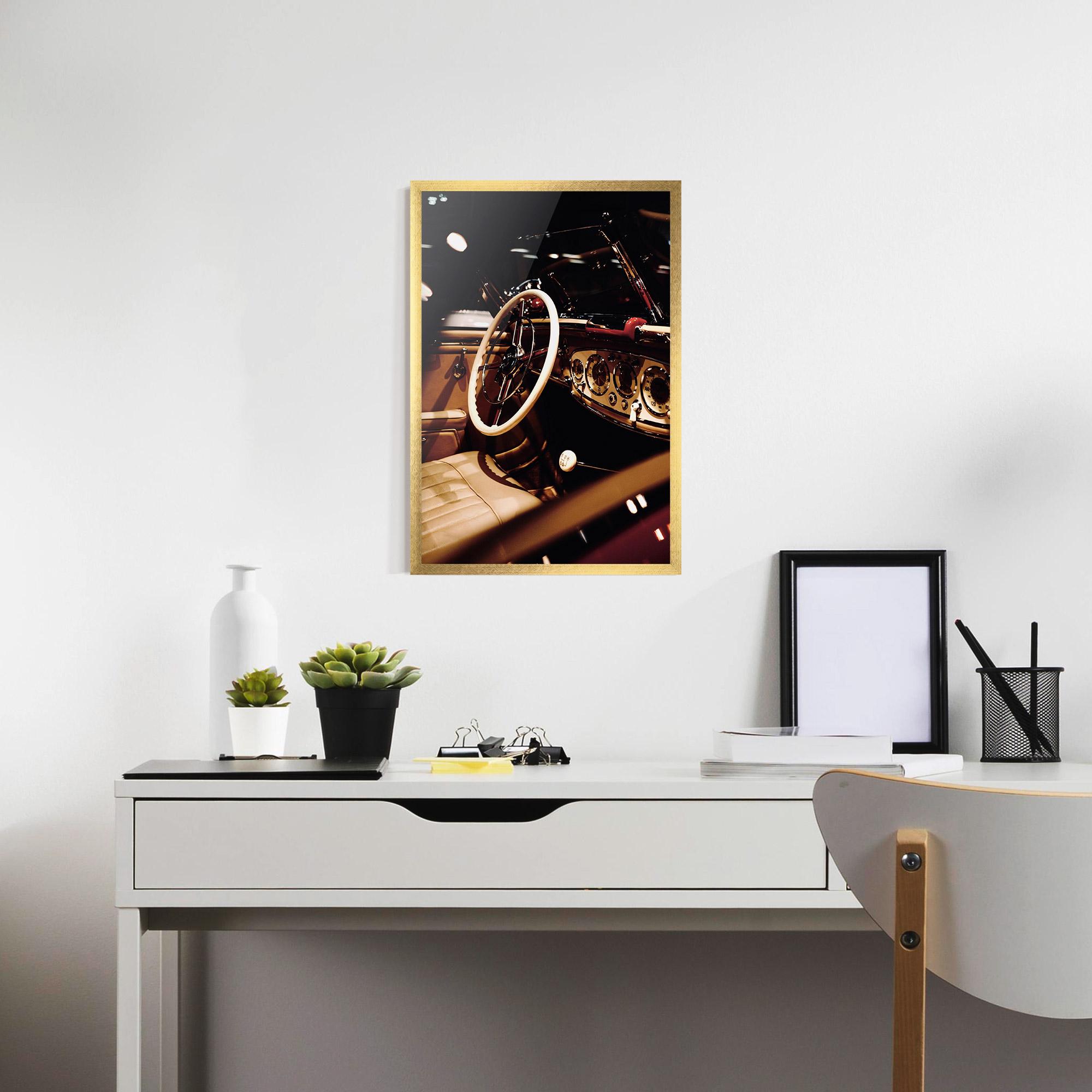 Poster Înrămat White Steering Wheel mockup 7