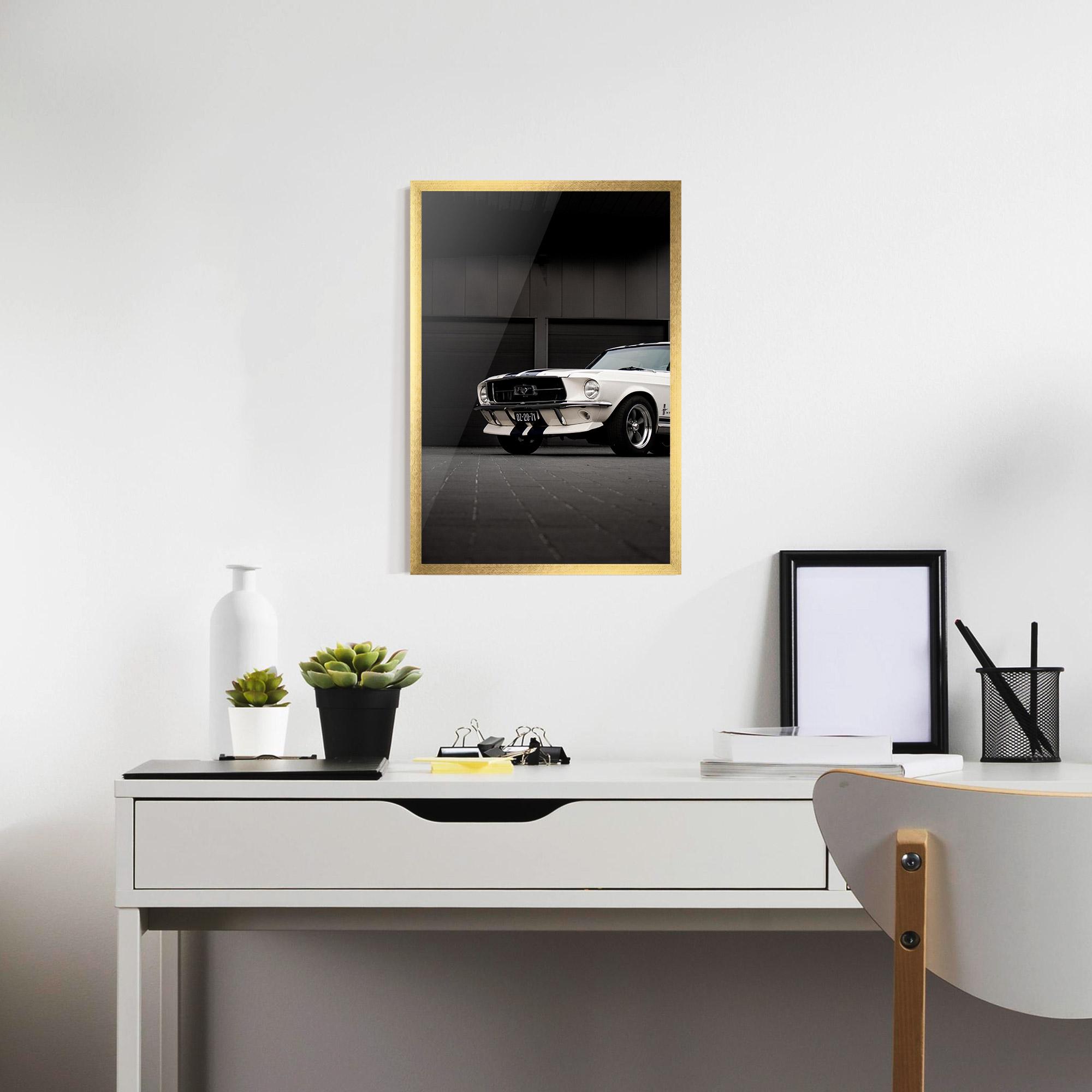 Poster Înrămat White Vintage Car mockup 7