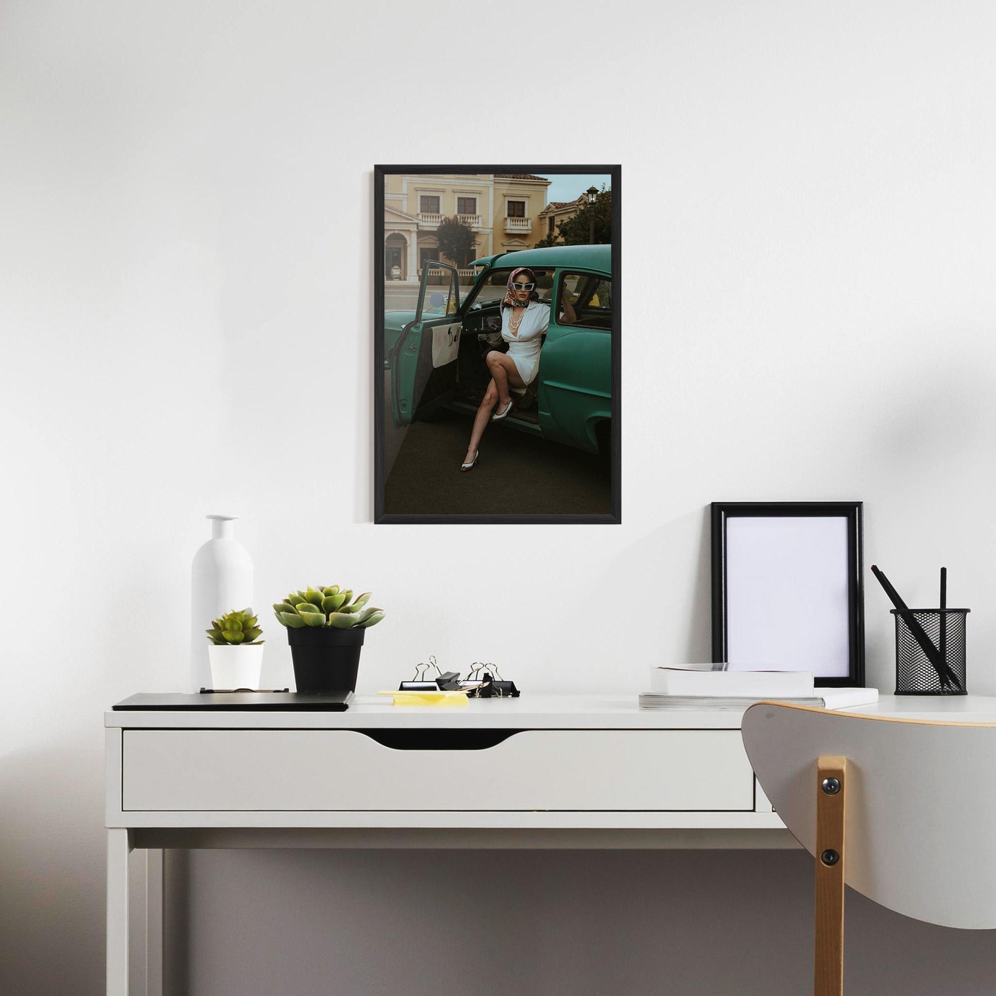 Poster Înrămat Lady Vintage Cat mockup 7