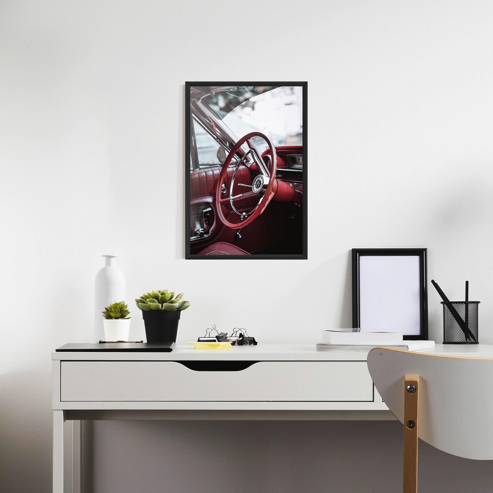 Poster Înrămat Red Steering Wheel mockup 7