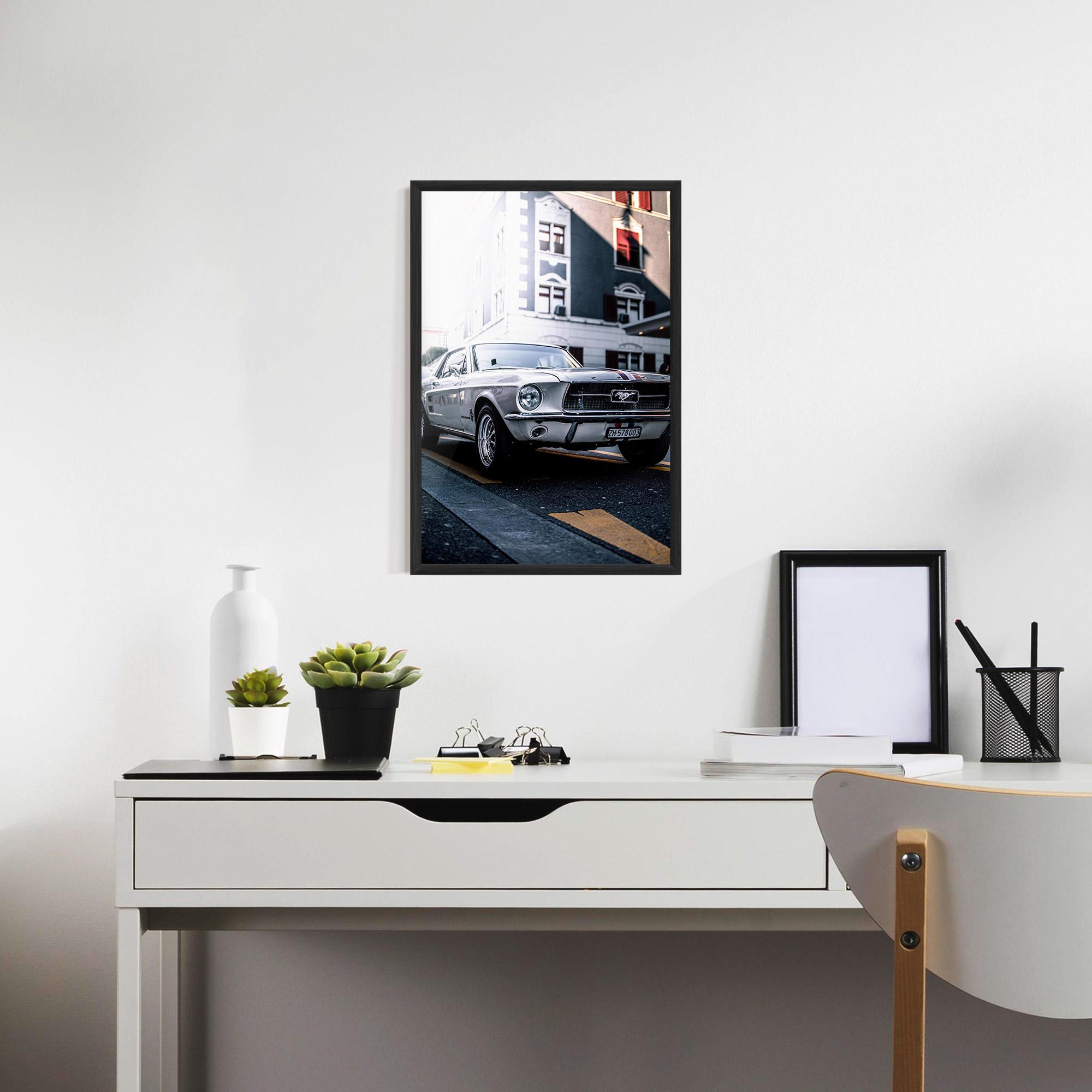 Poster Înrămat Vintage White Car mockup 7