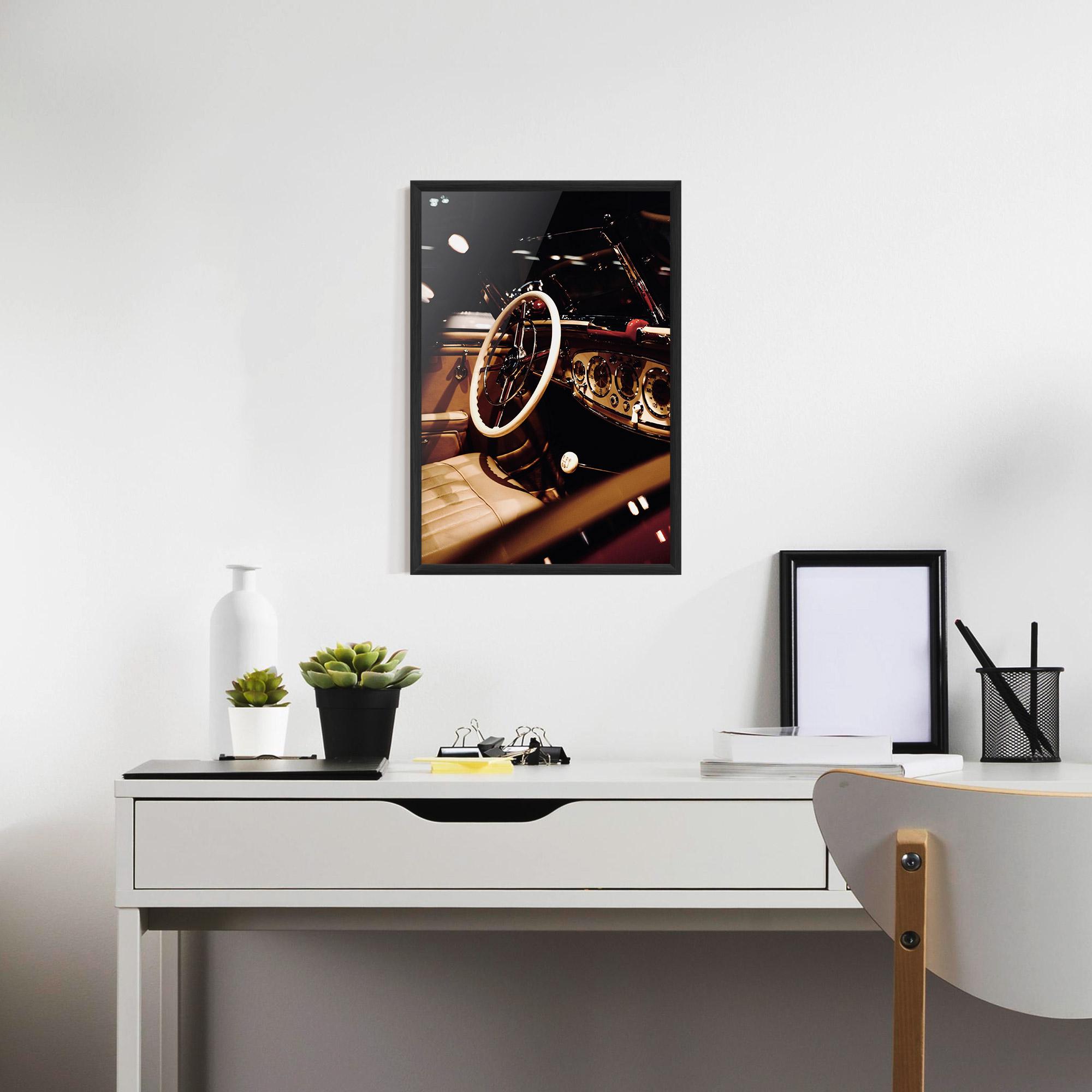 Poster Înrămat White Steering Wheel mockup 7
