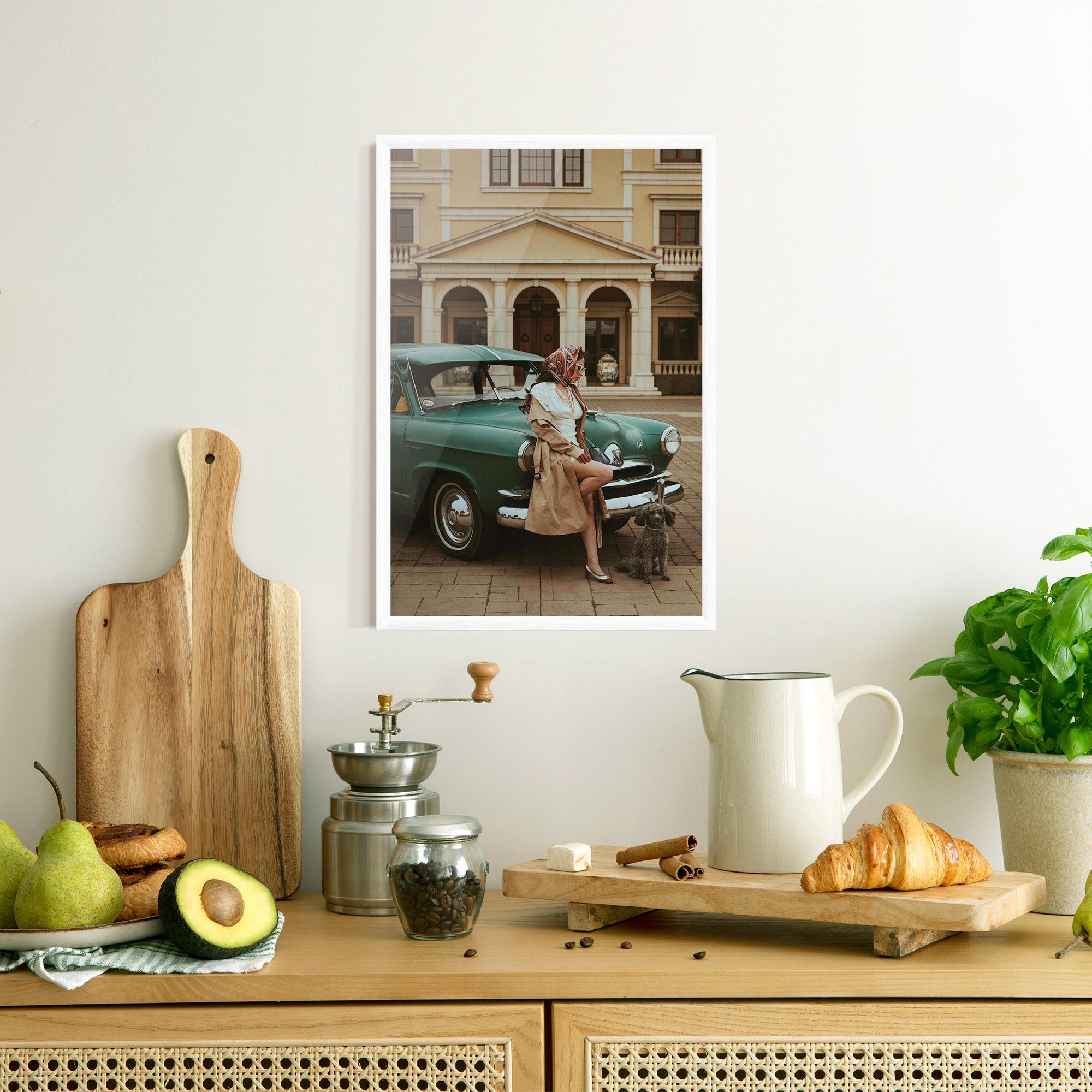 Poster Înrămat Vintage Lady Car mockup 8