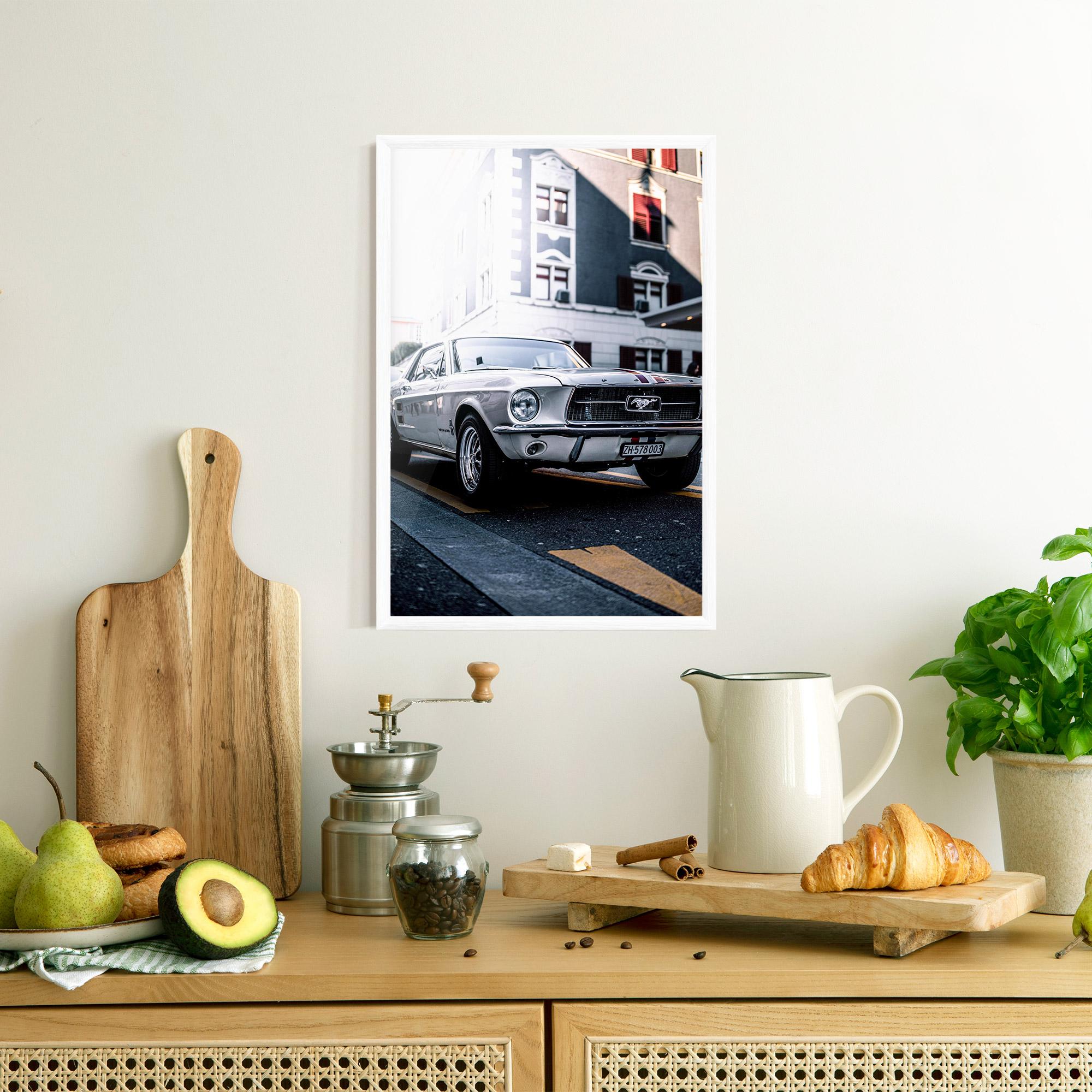 Poster Înrămat Vintage White Car mockup 8