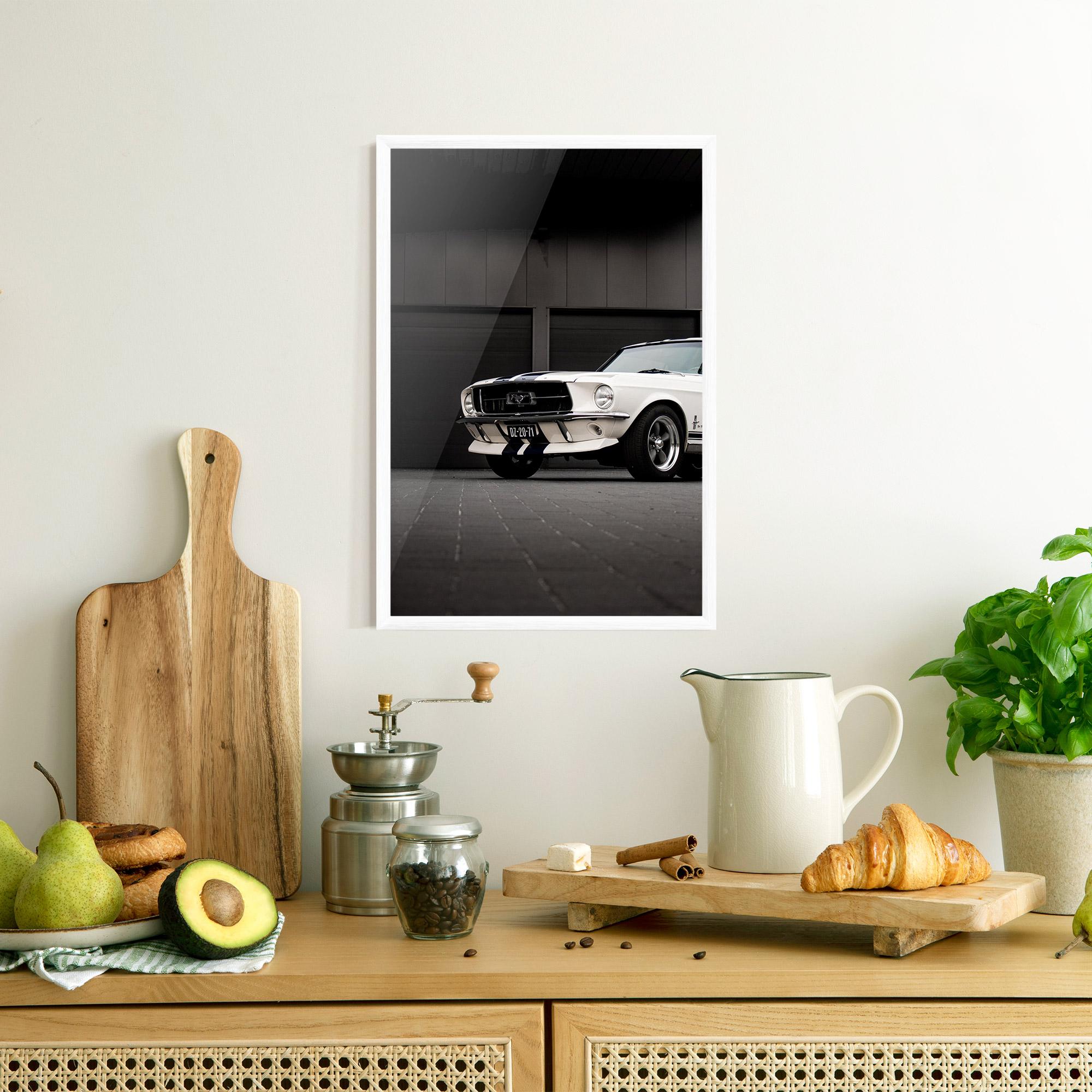 Poster Înrămat White Vintage Car mockup 8