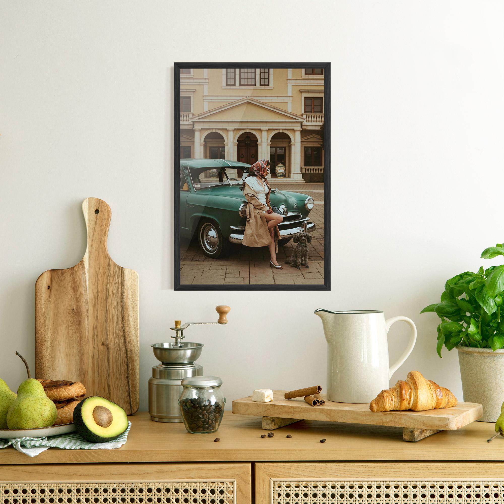 Poster Înrămat Vintage Lady Car mockup 8