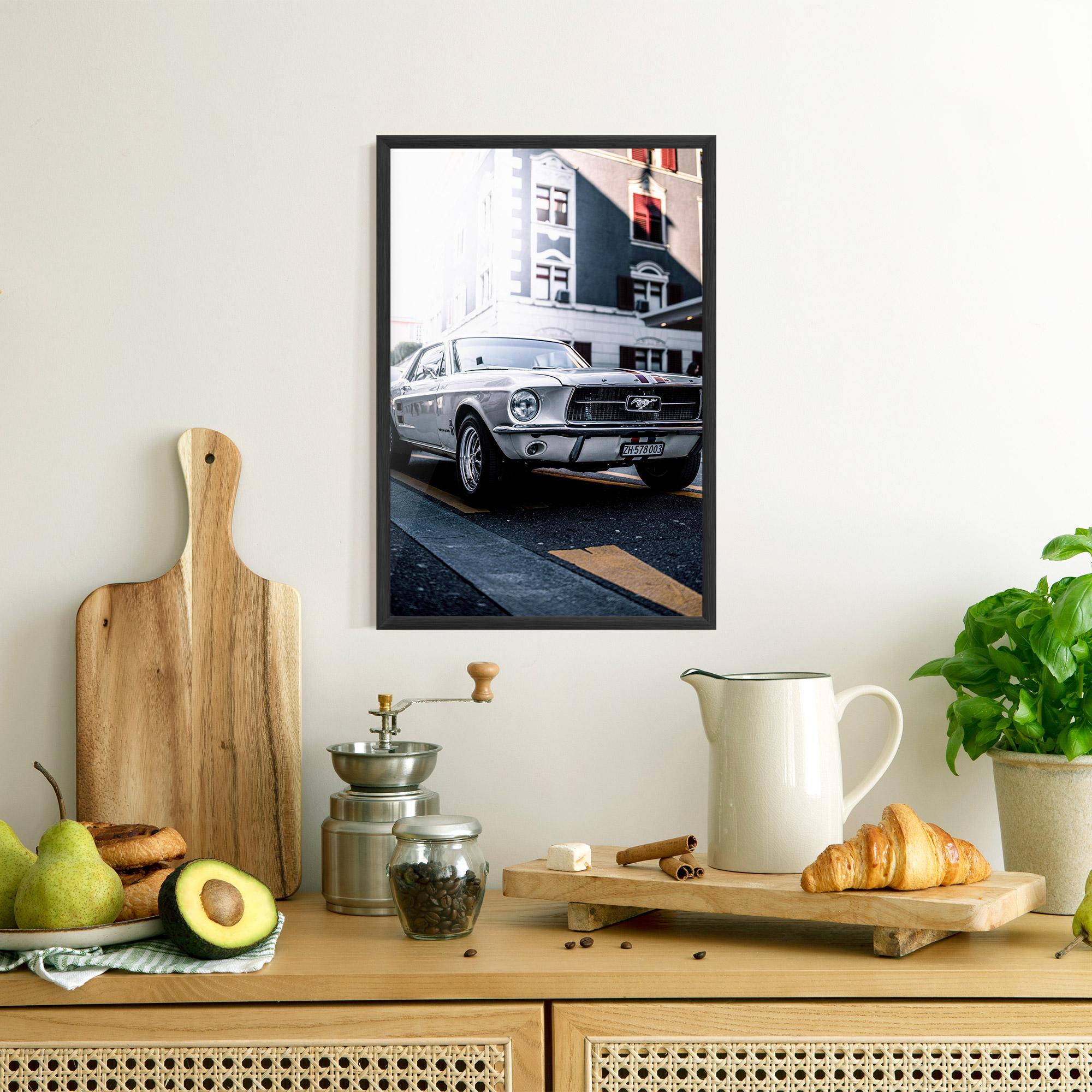 Poster Înrămat Vintage White Car mockup 8