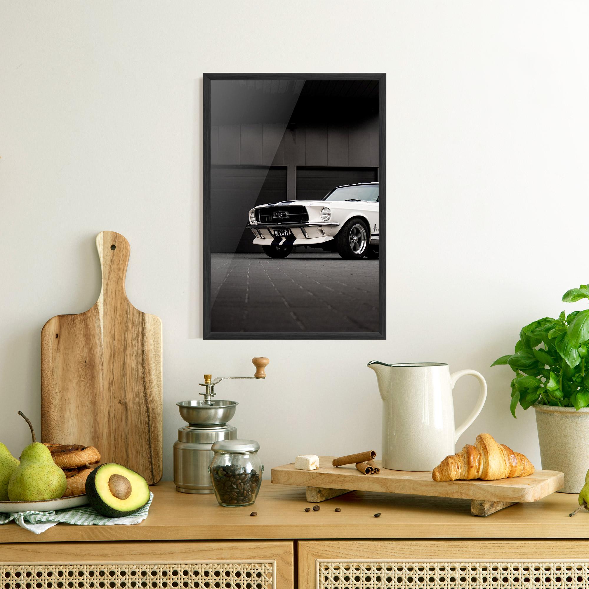 Poster Înrămat White Vintage Car mockup 8