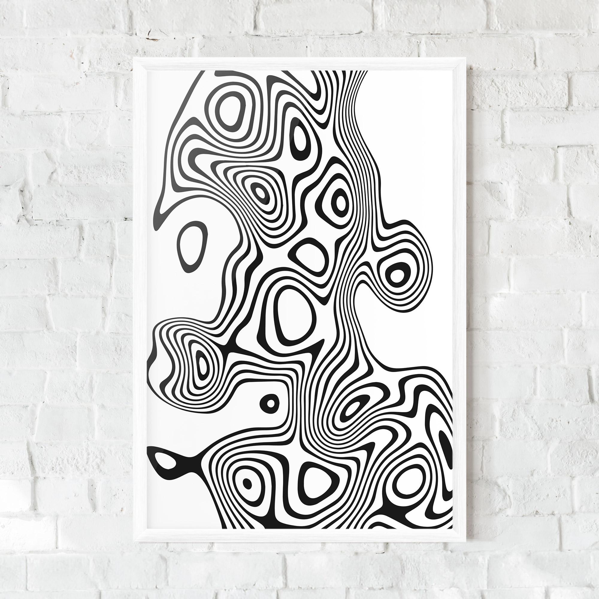 Poster Înrămat Abstract Line Grey Black mockup 0
