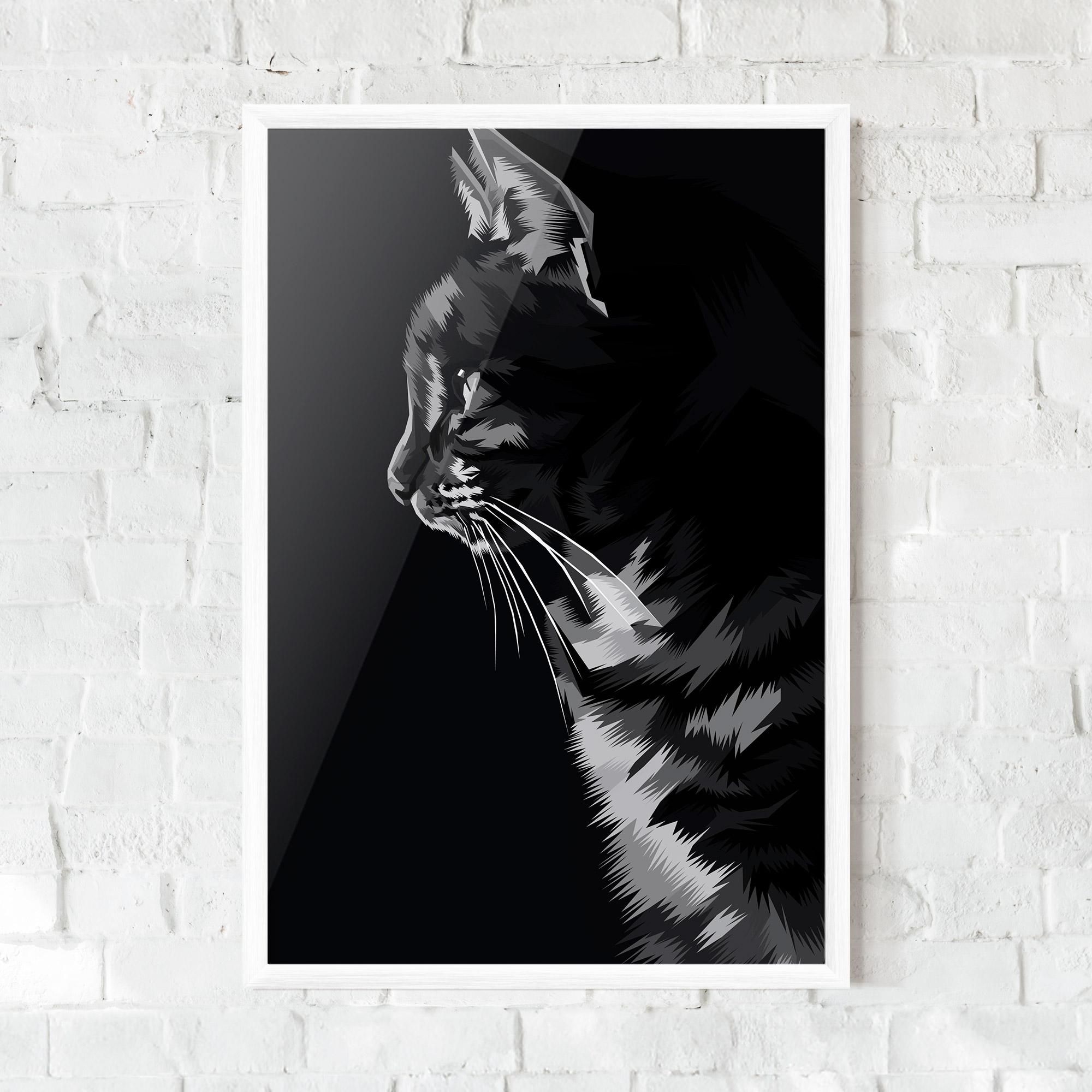 Poster Înrămat Black Grey Cat mockup 0