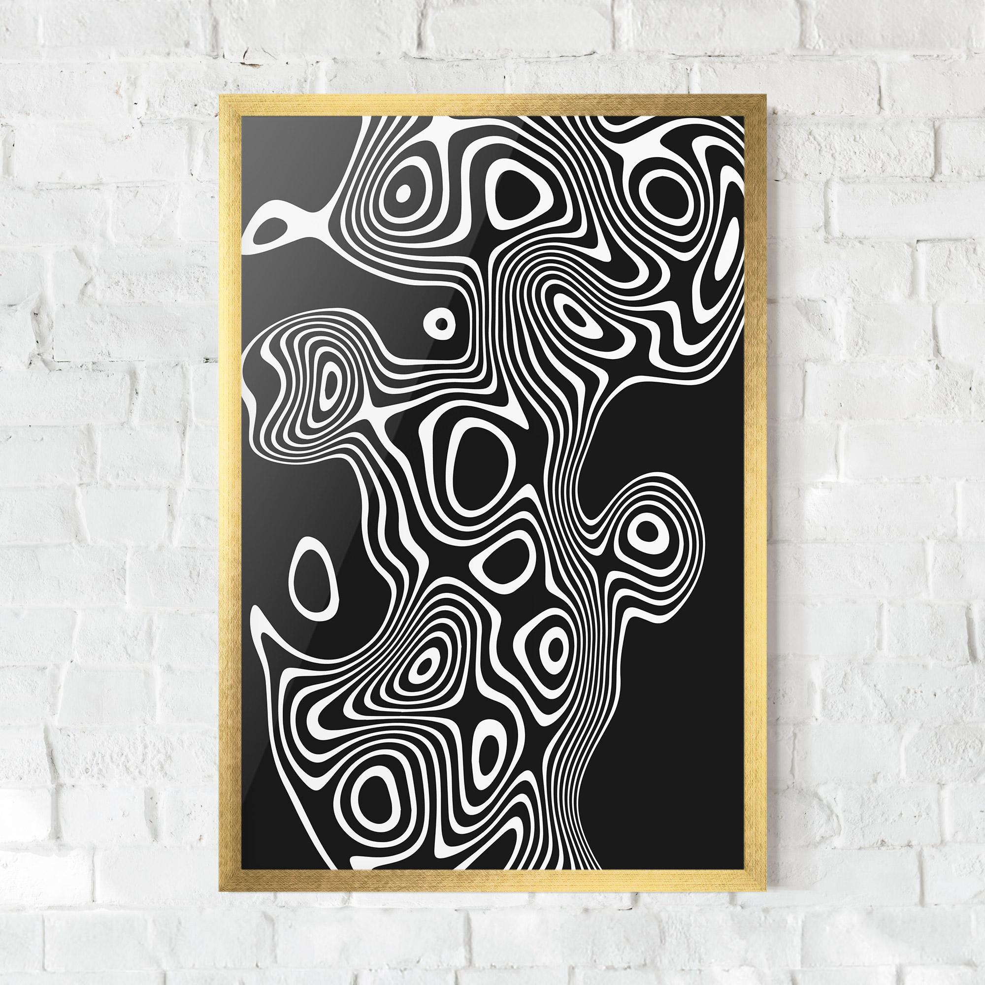Poster Înrămat Abstract Grey Black Line mockup 0