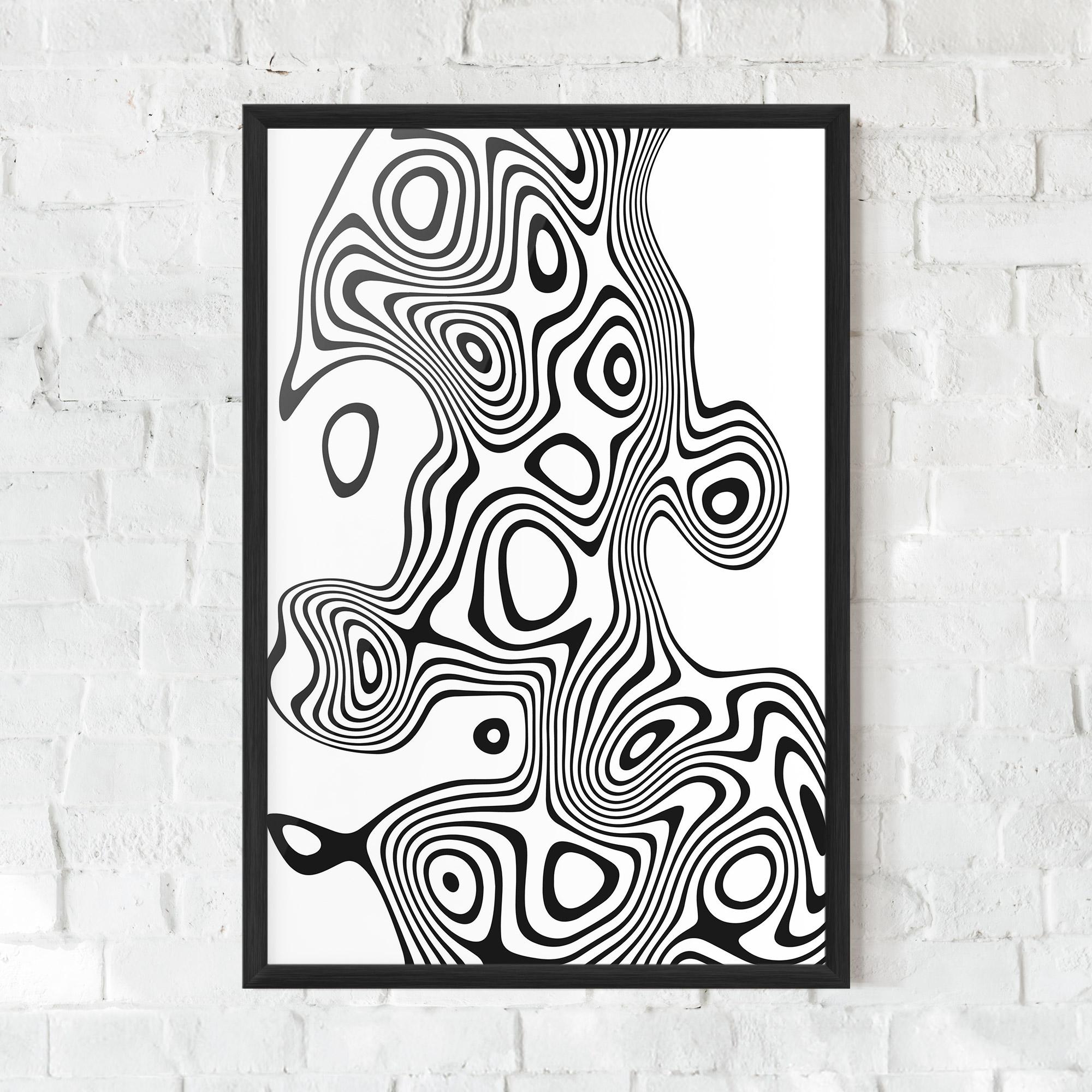 Poster Înrămat Abstract Line Grey Black mockup 0