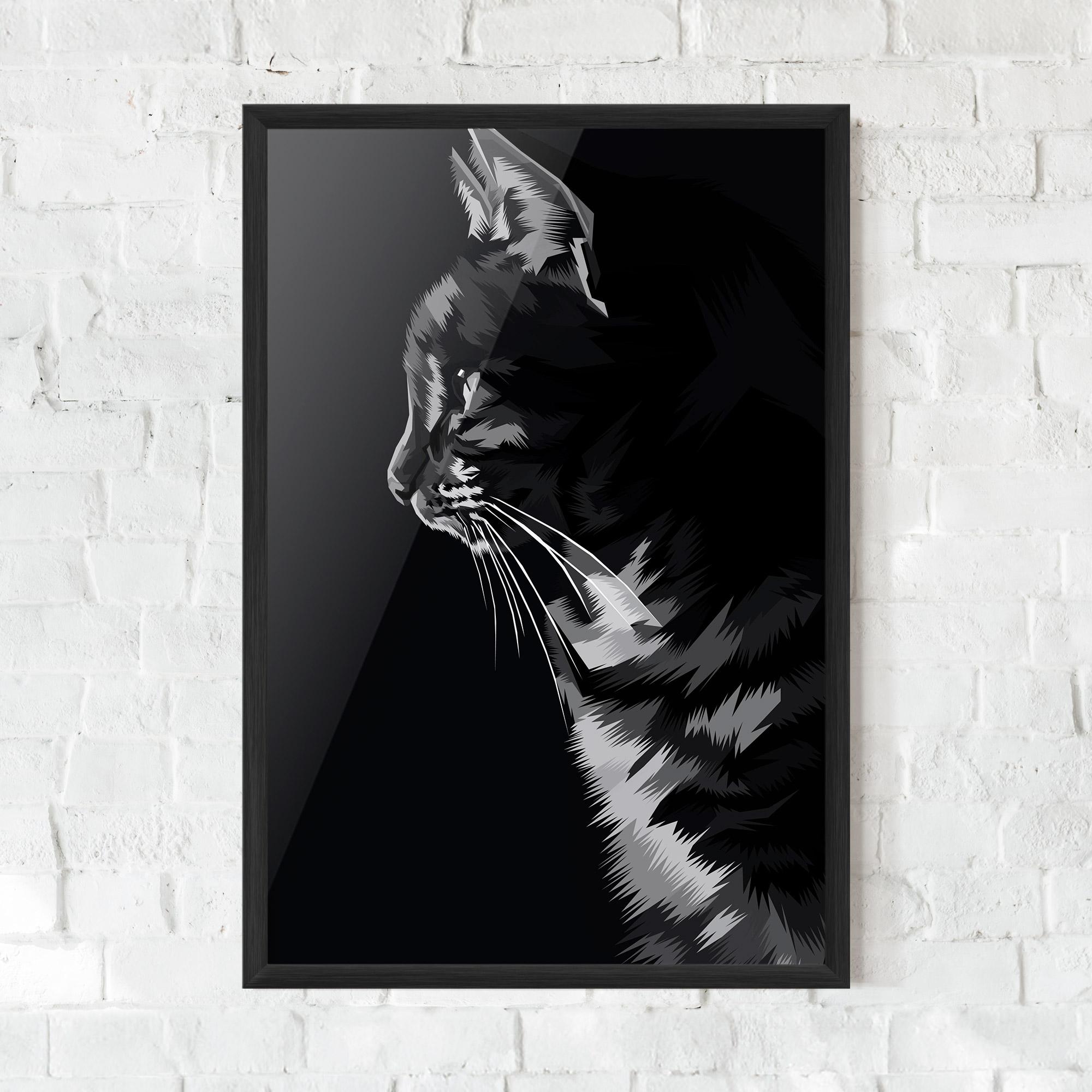 Poster Înrămat Black Grey Cat mockup 0