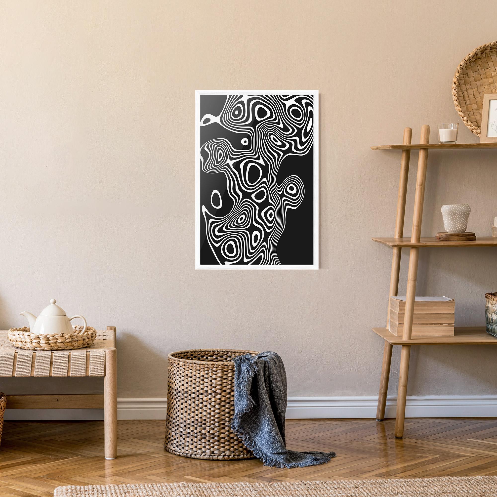 Poster Înrămat Abstract Grey Black Line mockup 9