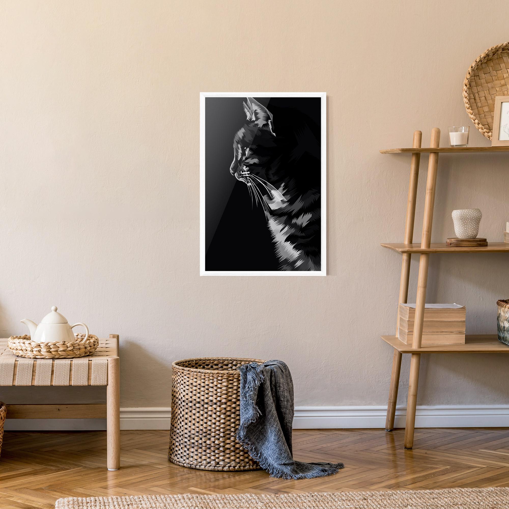 Poster Înrămat Black Grey Cat mockup 9