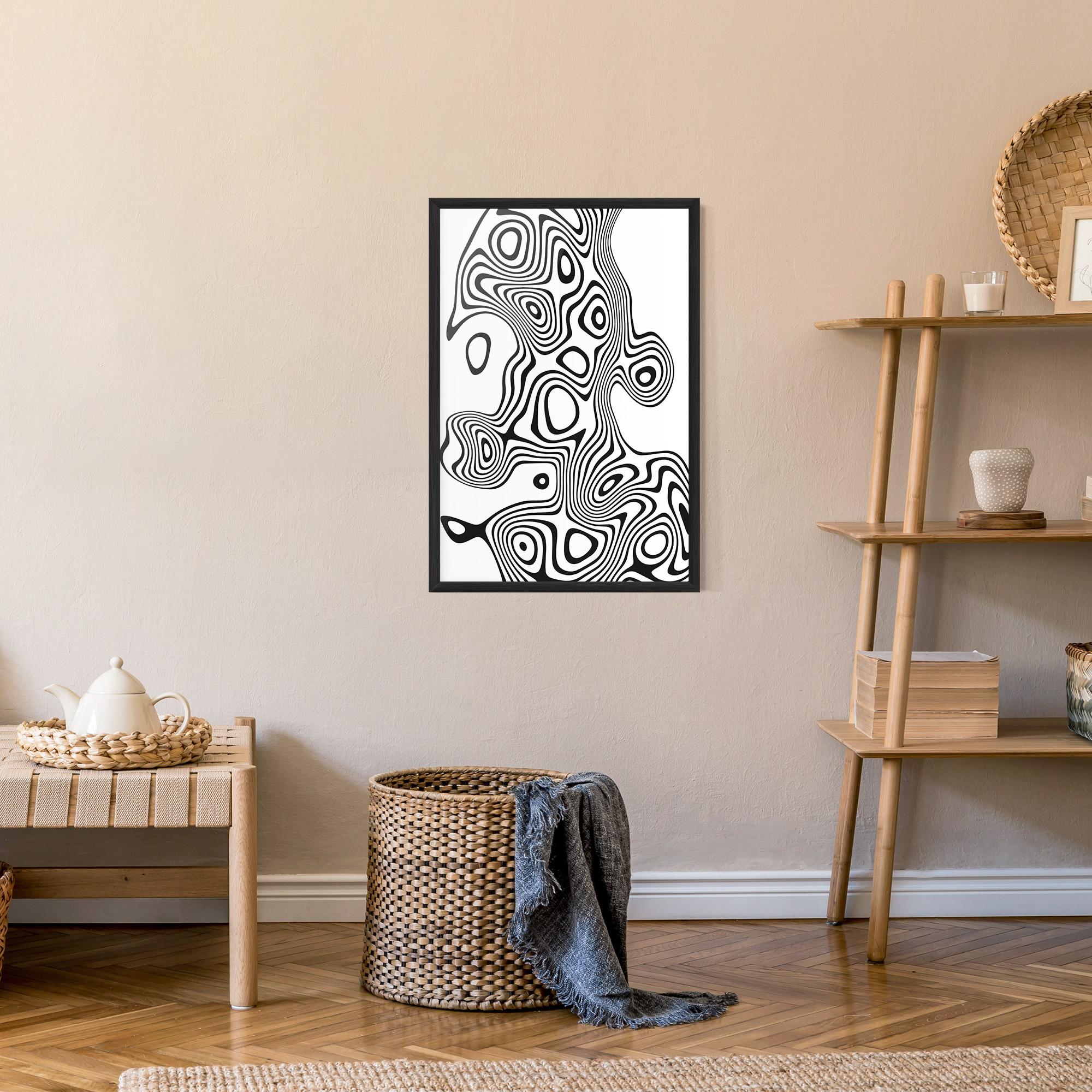 Poster Înrămat Abstract Line Grey Black mockup 9