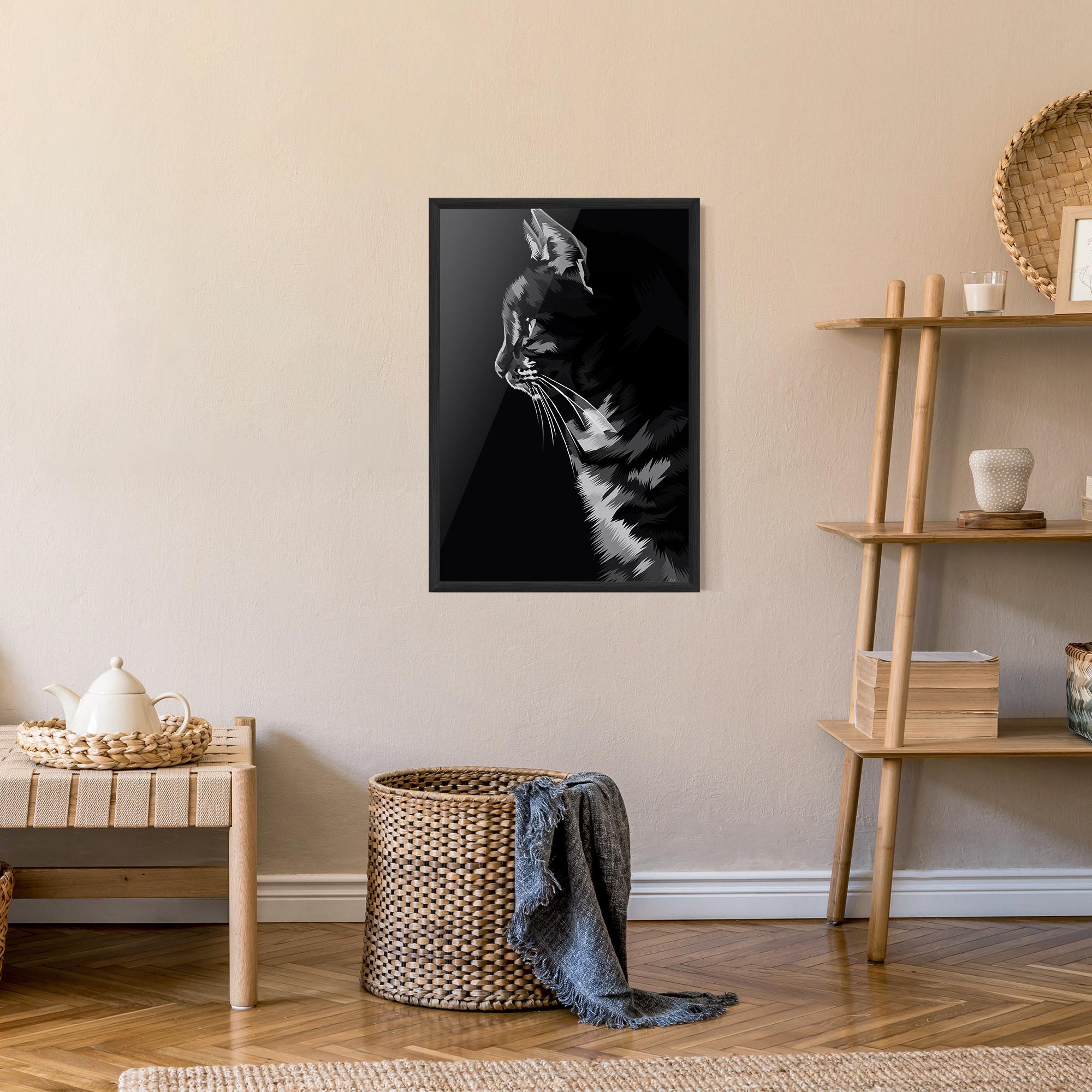 Poster Înrămat Black Grey Cat mockup 9