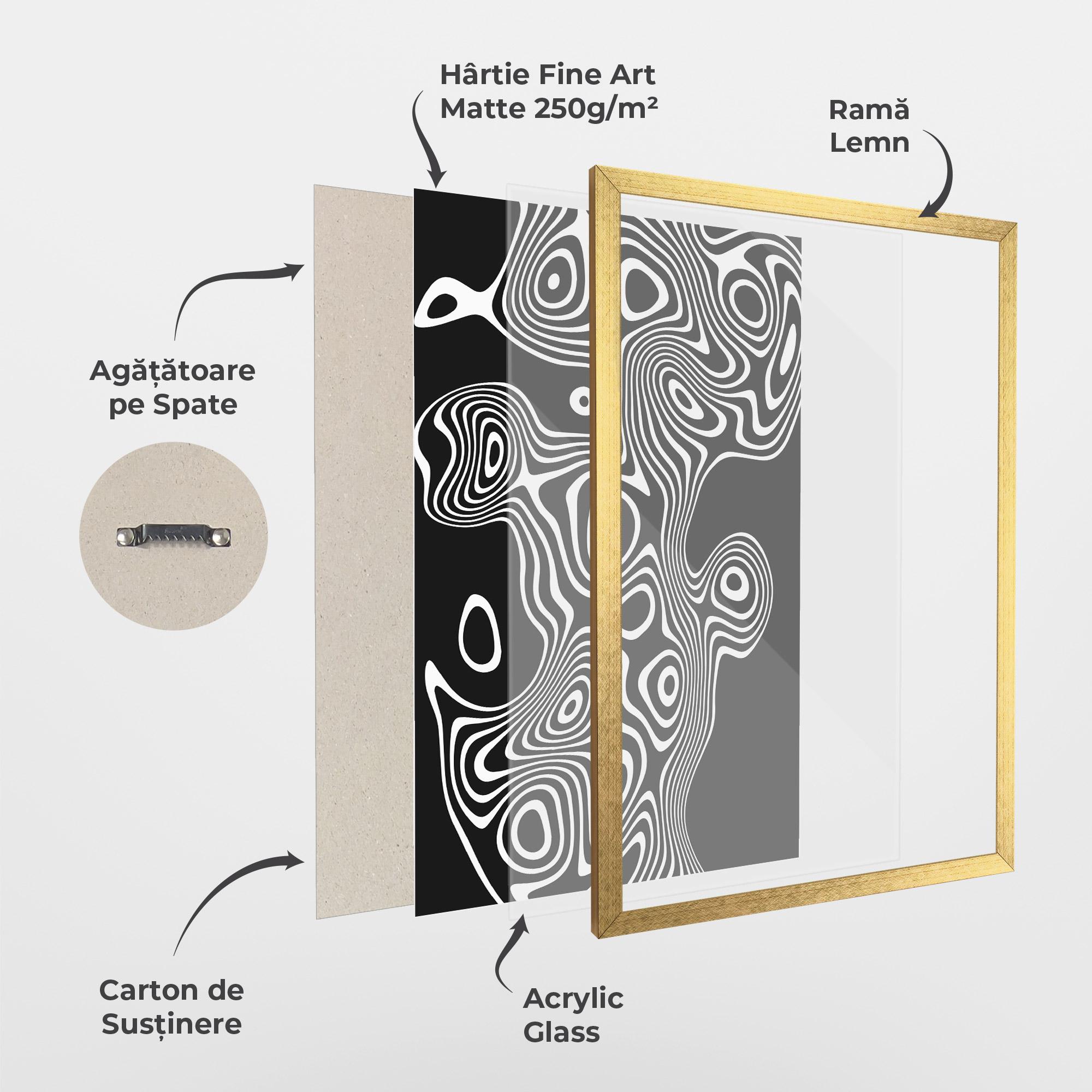 Poster Înrămat Abstract Grey Black Line mockup 1