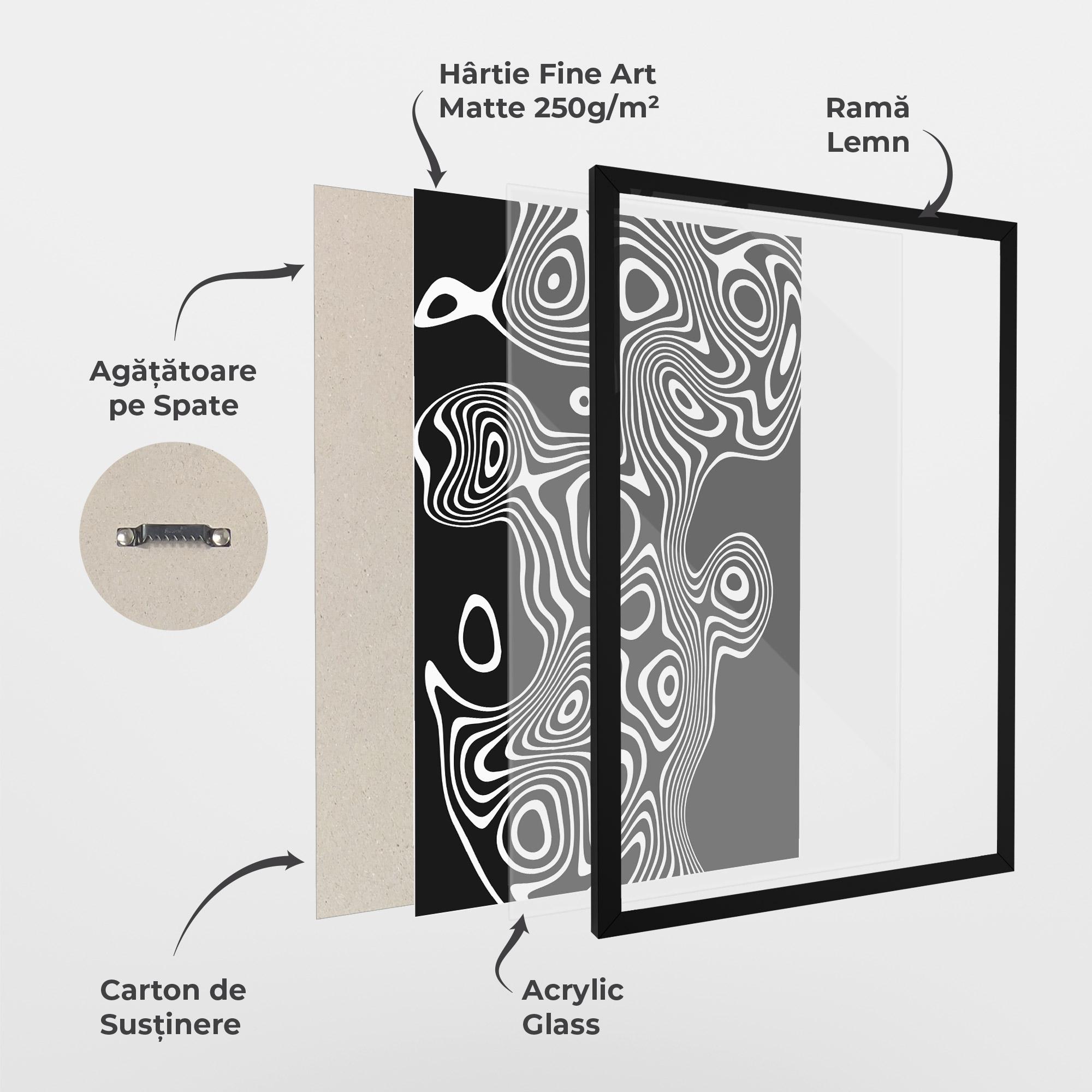 Poster Înrămat Abstract Grey Black Line mockup 1