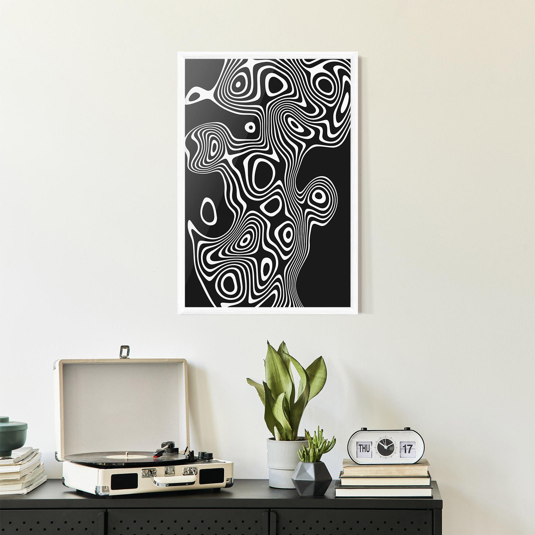 Poster Înrămat Abstract Grey Black Line mockup 2